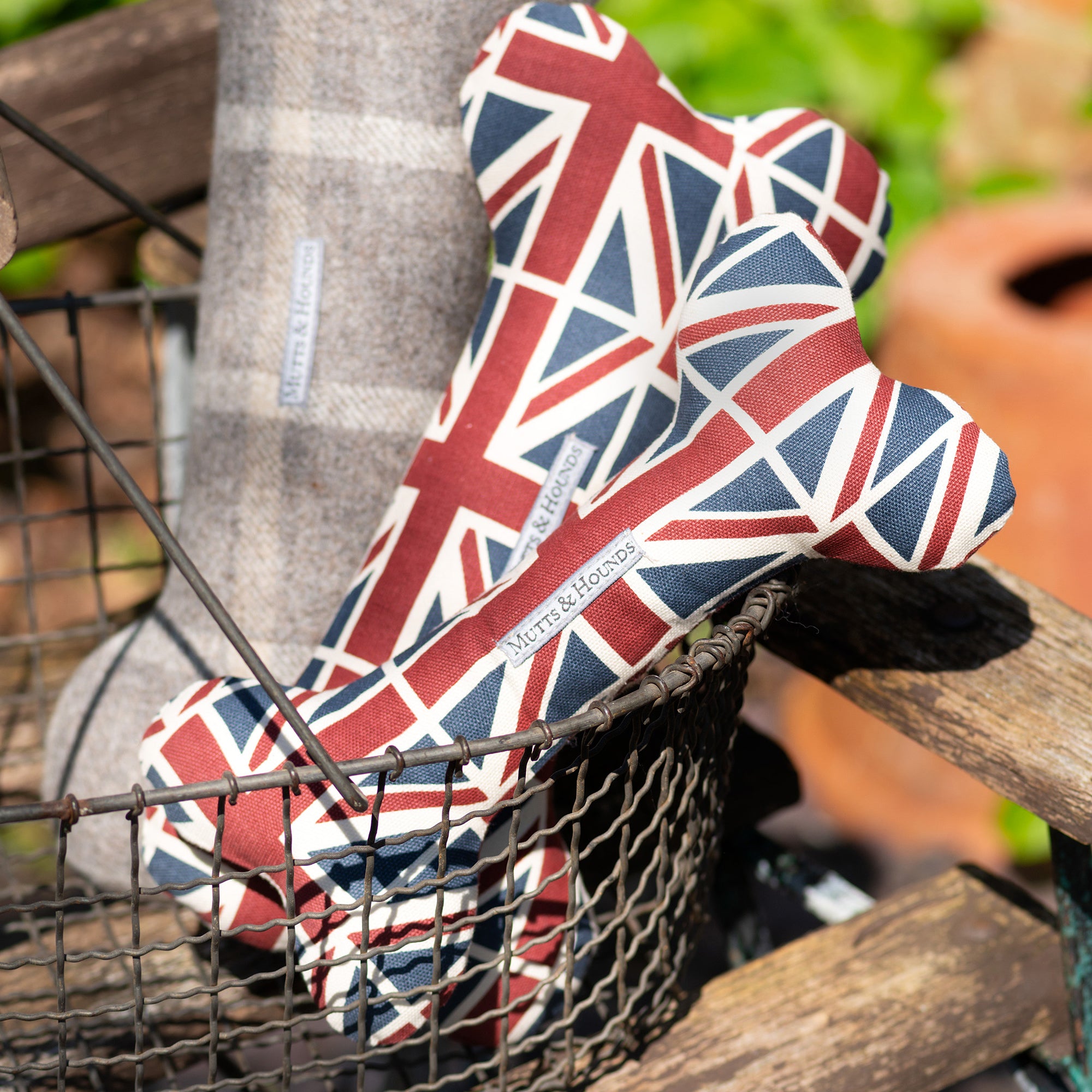 Union Jack Squeaky Bone Dog Toy