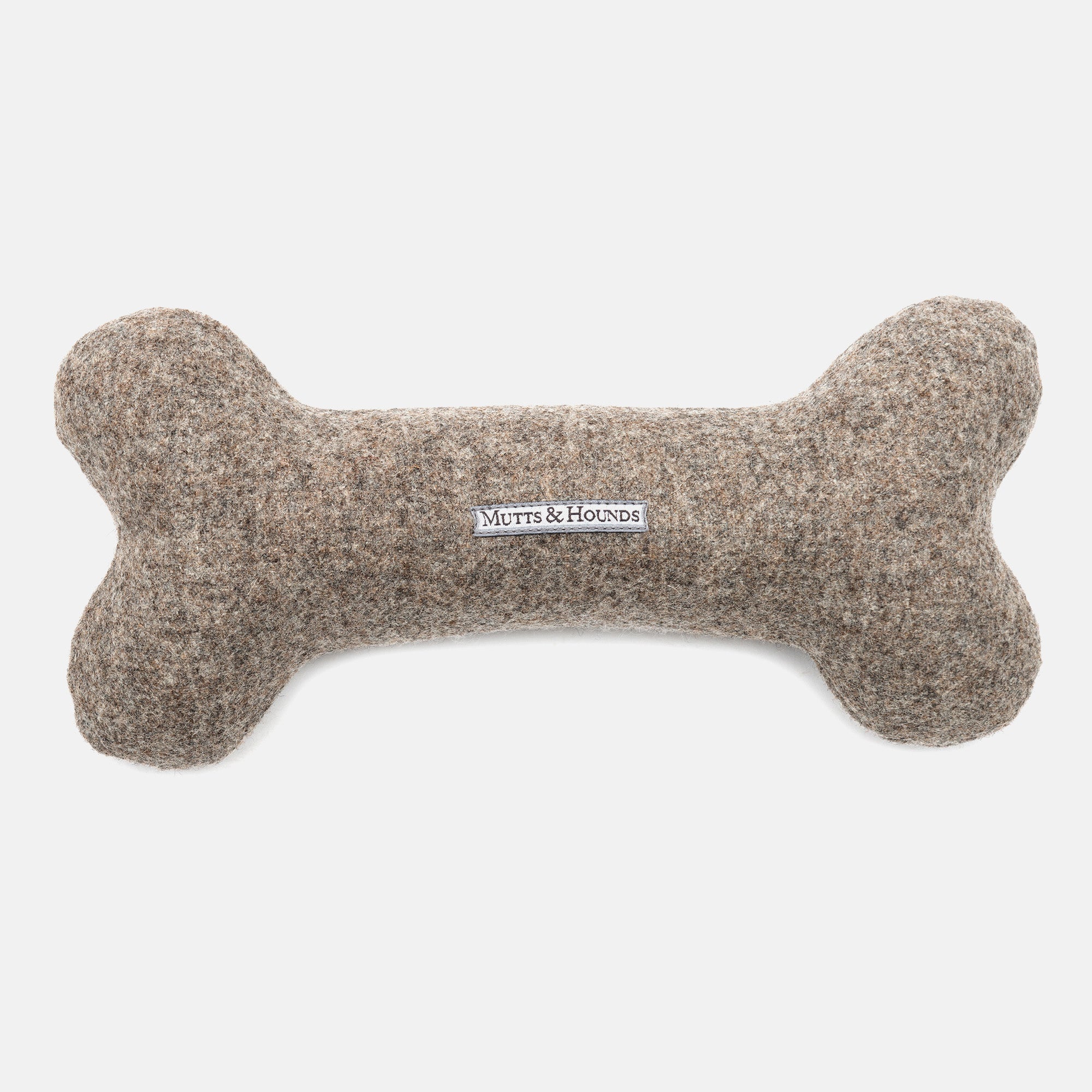 Grey Tweed Squeaky Bone Dog Toy