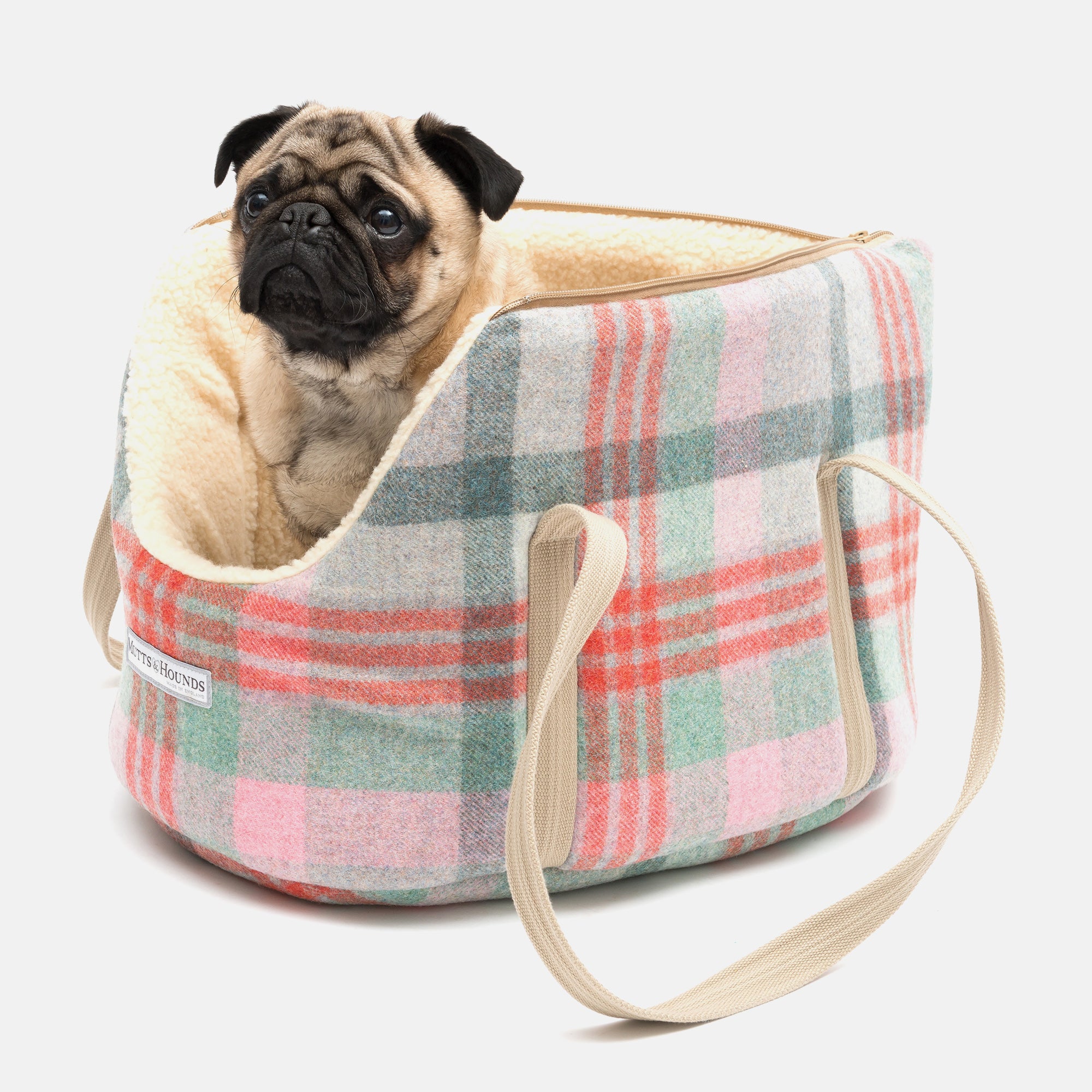 Macaroon Check Tweed Dog Carrier