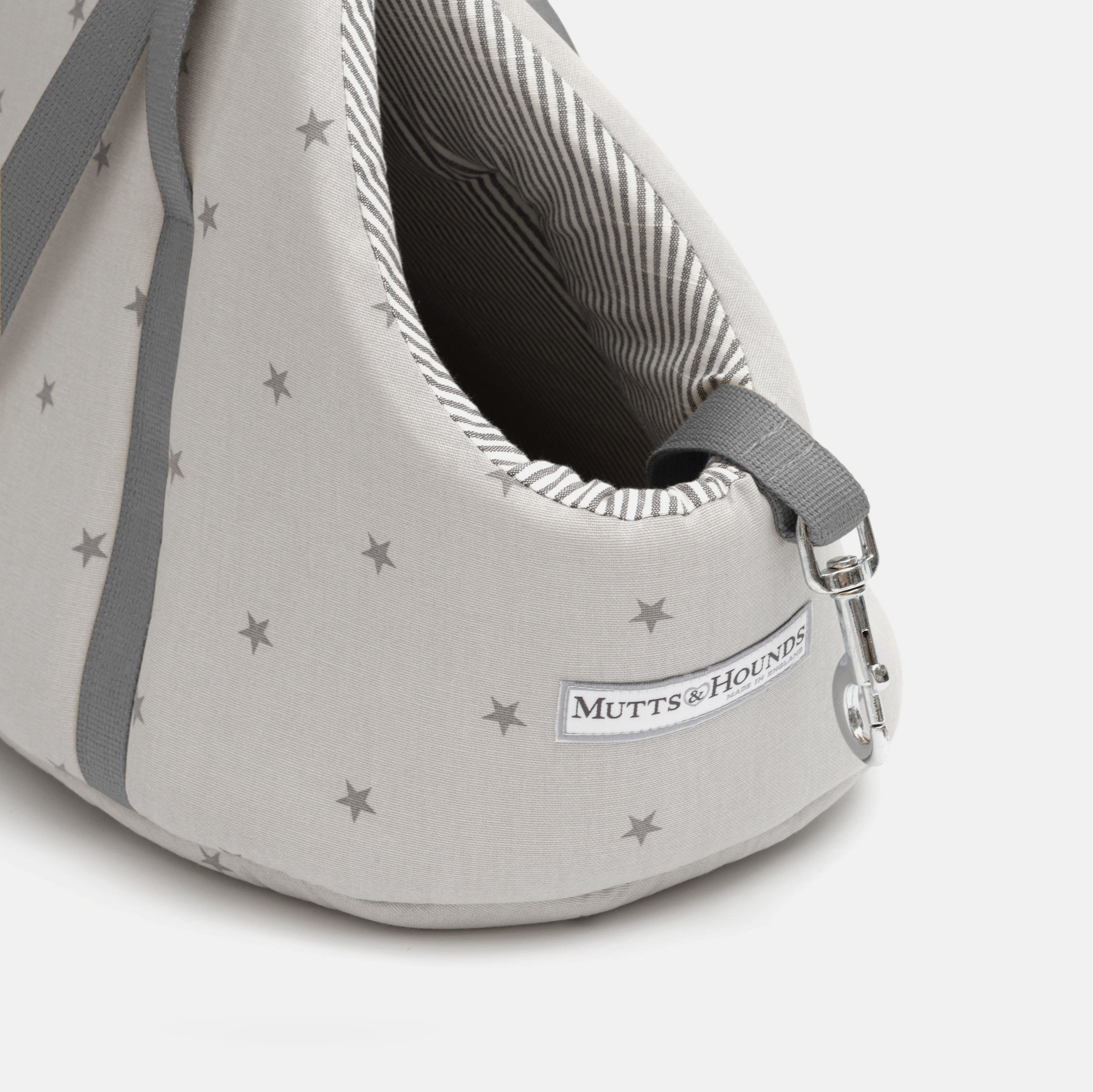 Grey Stars & Charcoal Stripe Dog Carrier
