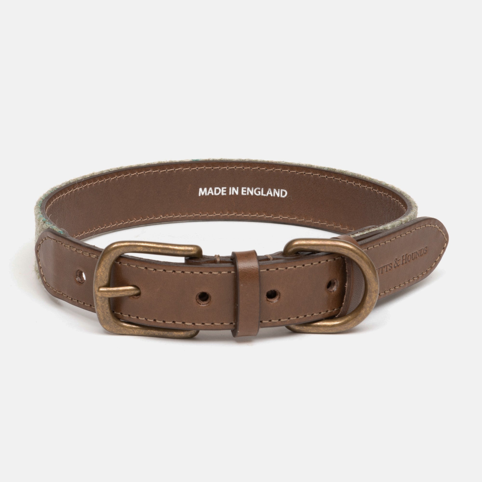 Willow Check Tweed & Leather Dog Collar