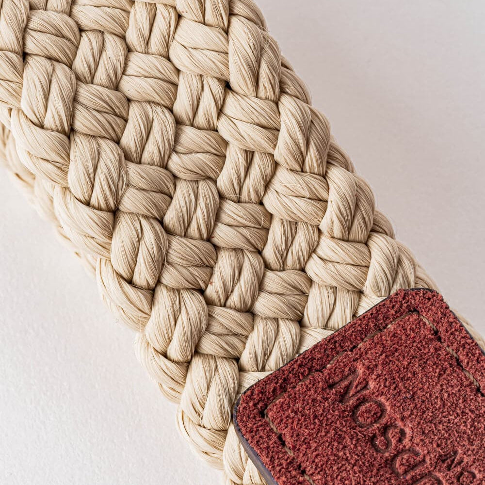 Hugo & Hudson Woven Rope & Brown Suede Leather Dog Collar
