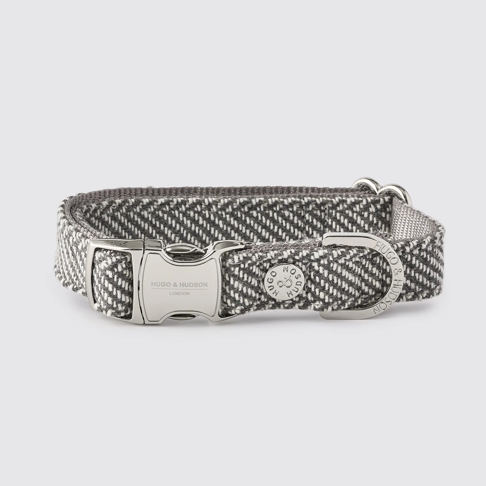 Hugo & Hudson Grey Herringbone Luxury Tweed Dog Collar