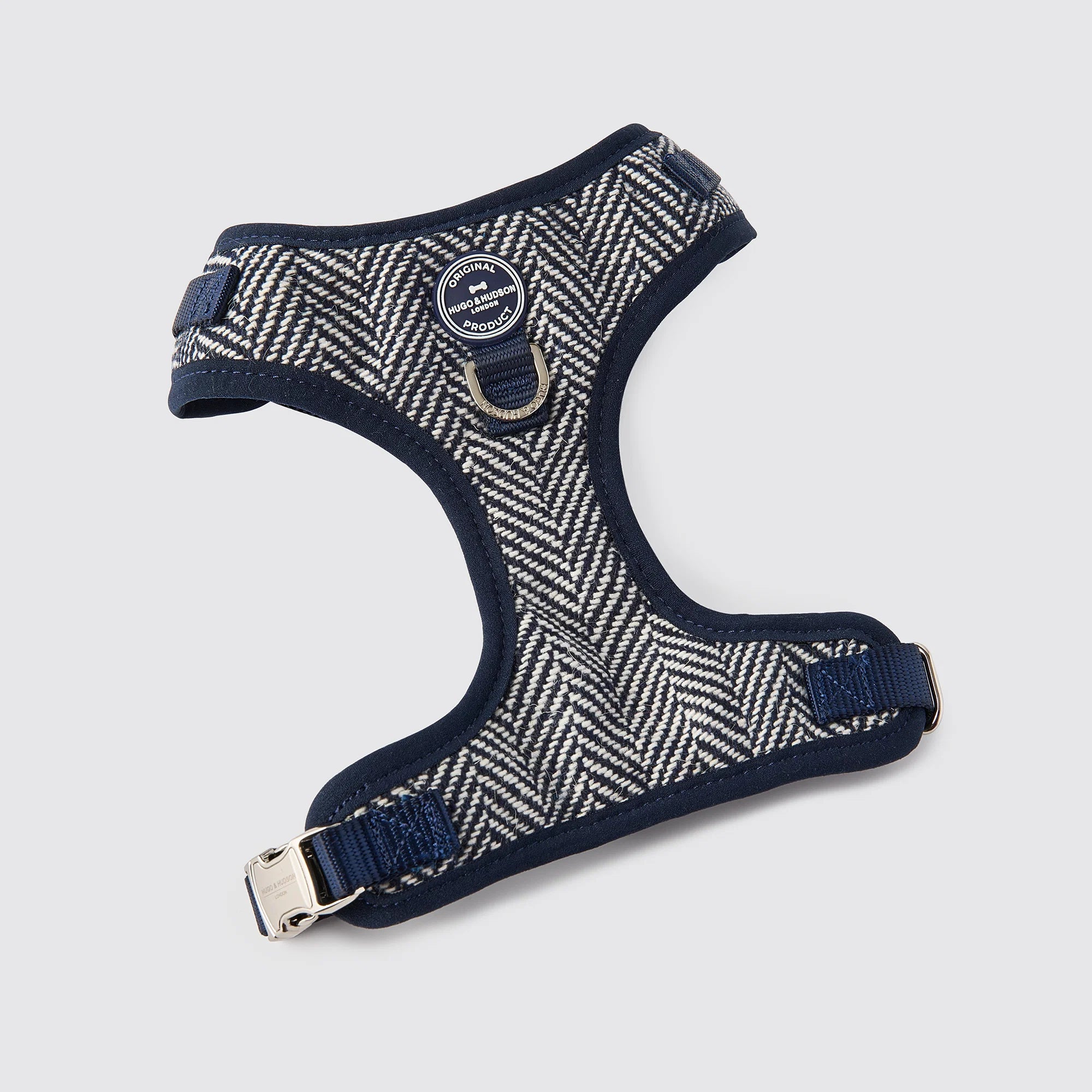 Hugo & Hudson Navy Herringbone Luxury Tweed Dog Harness