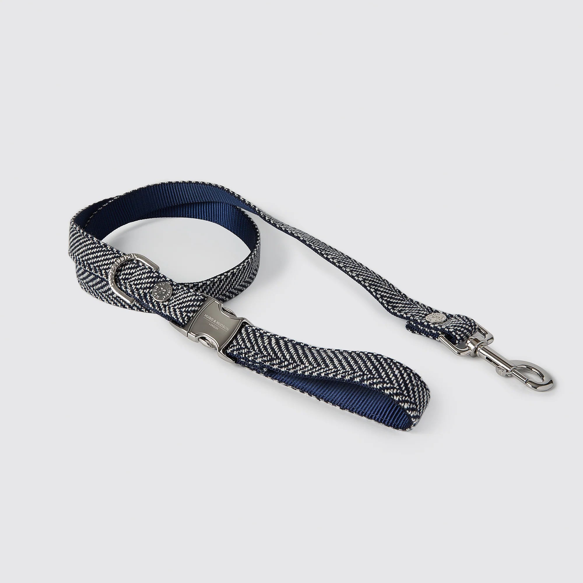 Hugo & Hudson Navy Herringbone Luxury Tweed Dog Lead