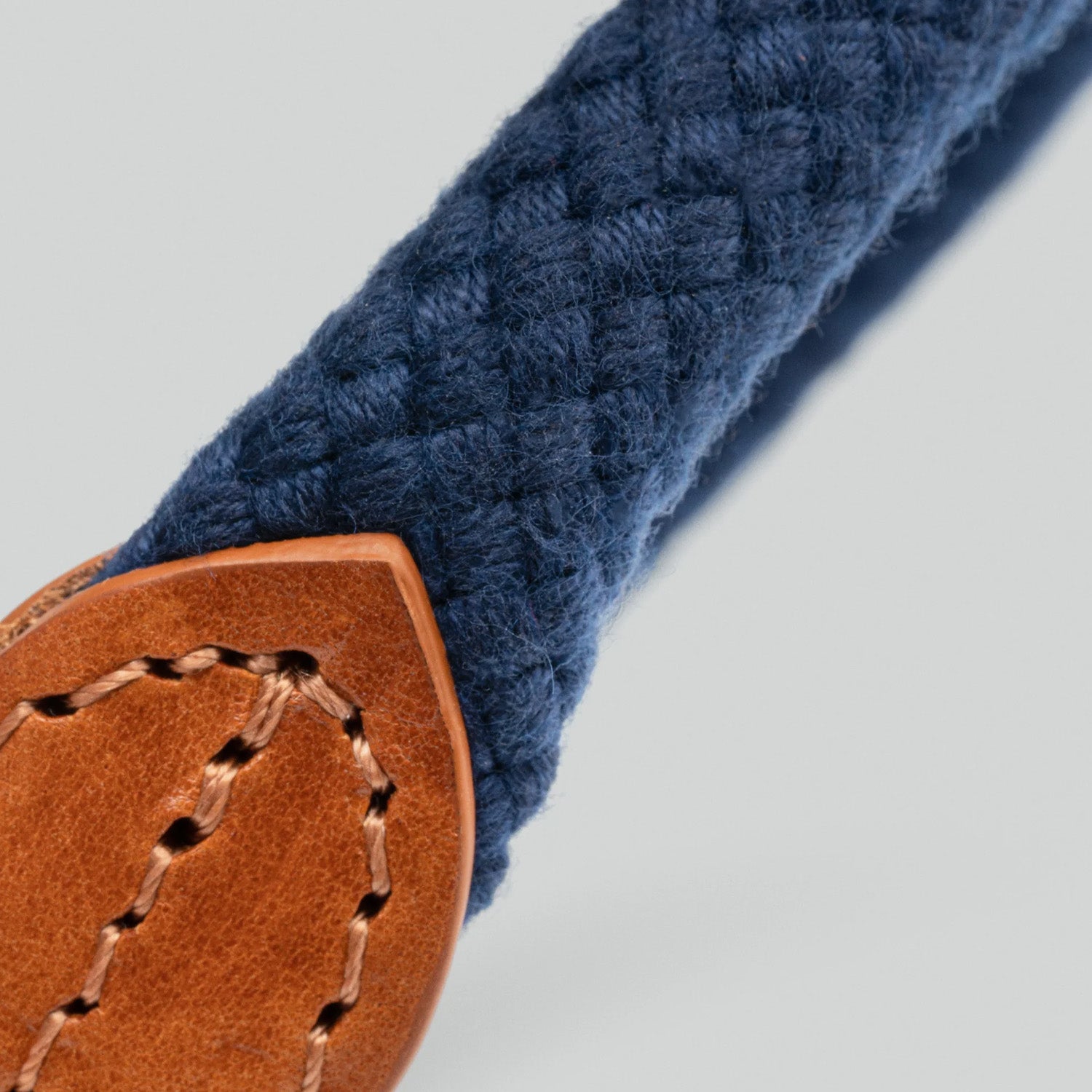 Hugo & Hudson X Hackett Navy Round Rope & Cognac Leather Dog Collar
