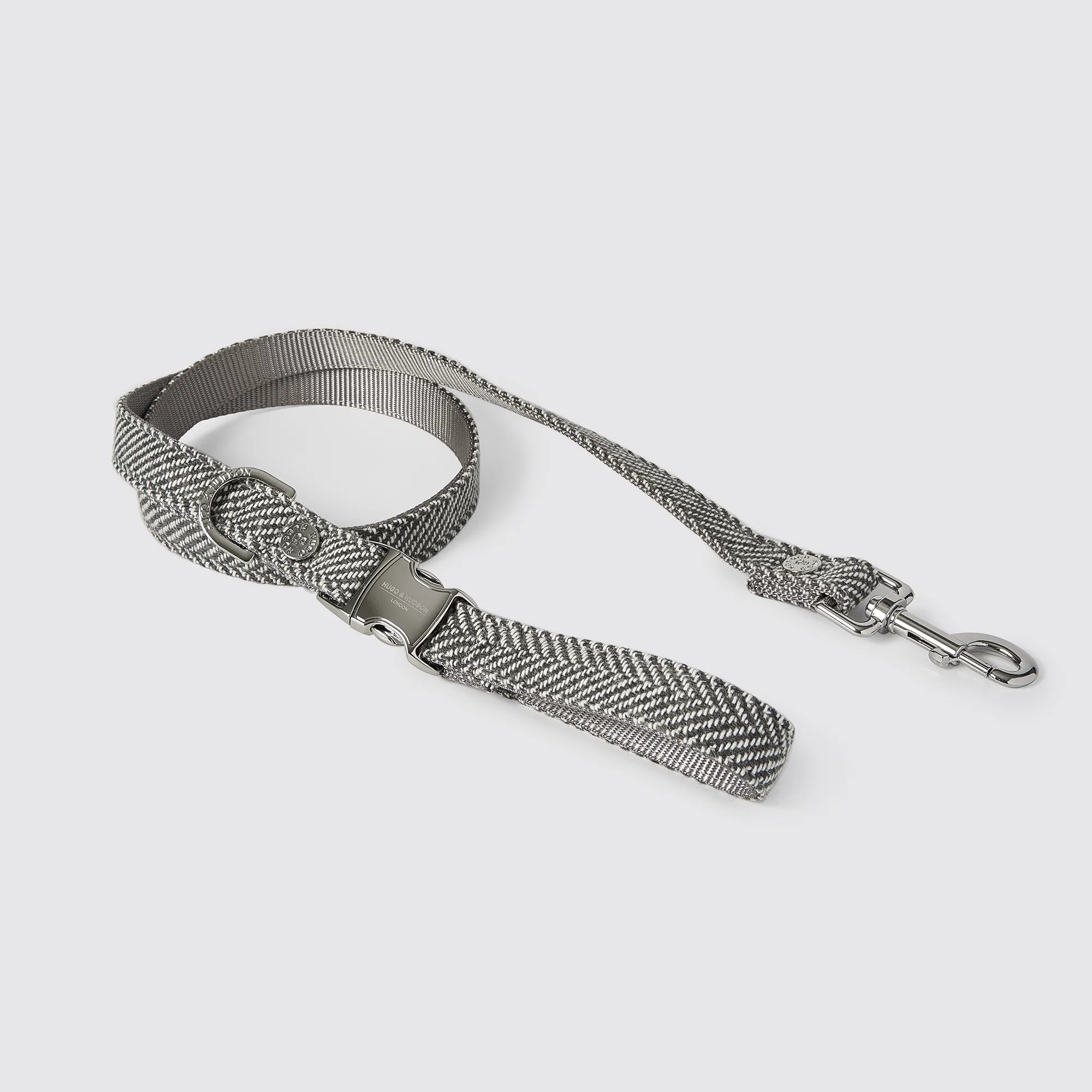 Hugo & Hudson Grey Herringbone Luxury Tweed Dog Lead