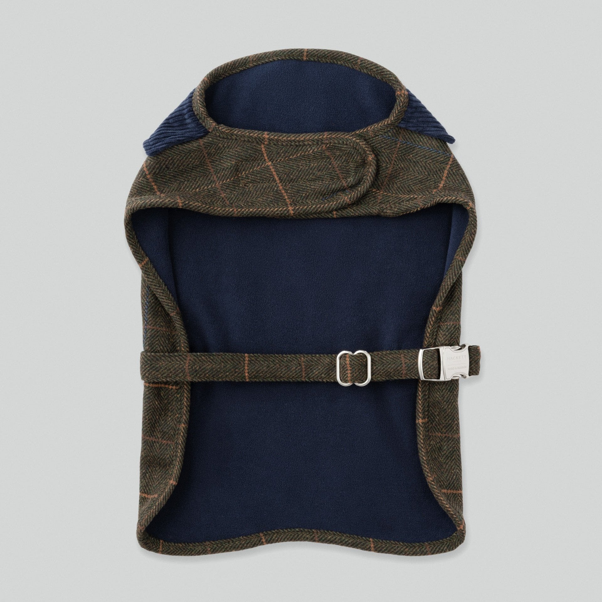 Hugo & Hudson X Hackett Dark Green Checked Herringbone Tweed Dog Jacket