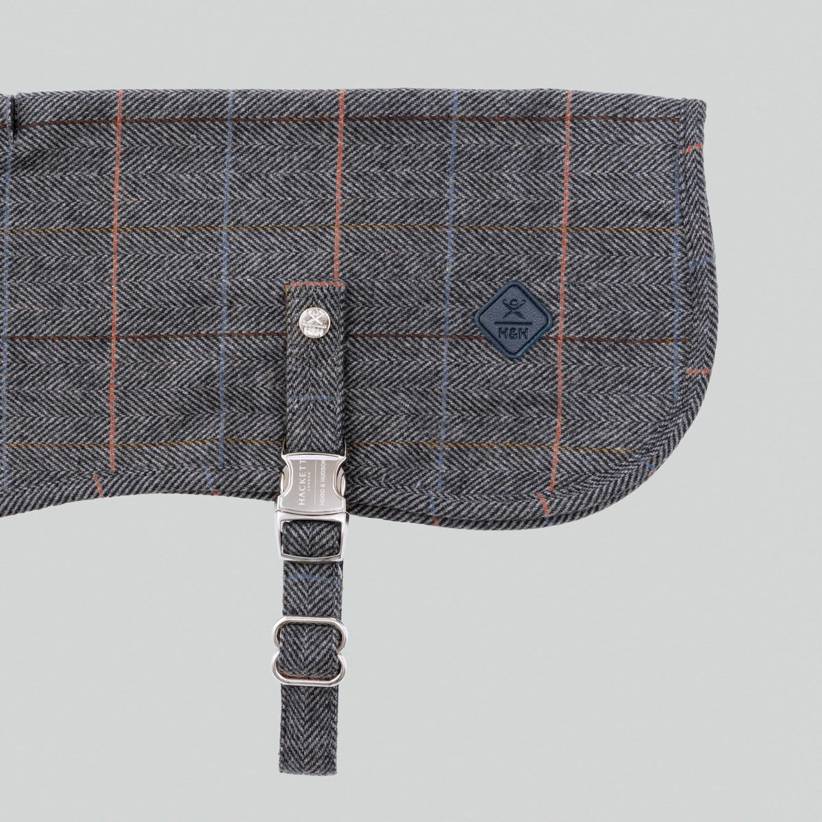 Hugo & Hudson X Hackett Grey Checked Herringbone Tweed Dog Jacket