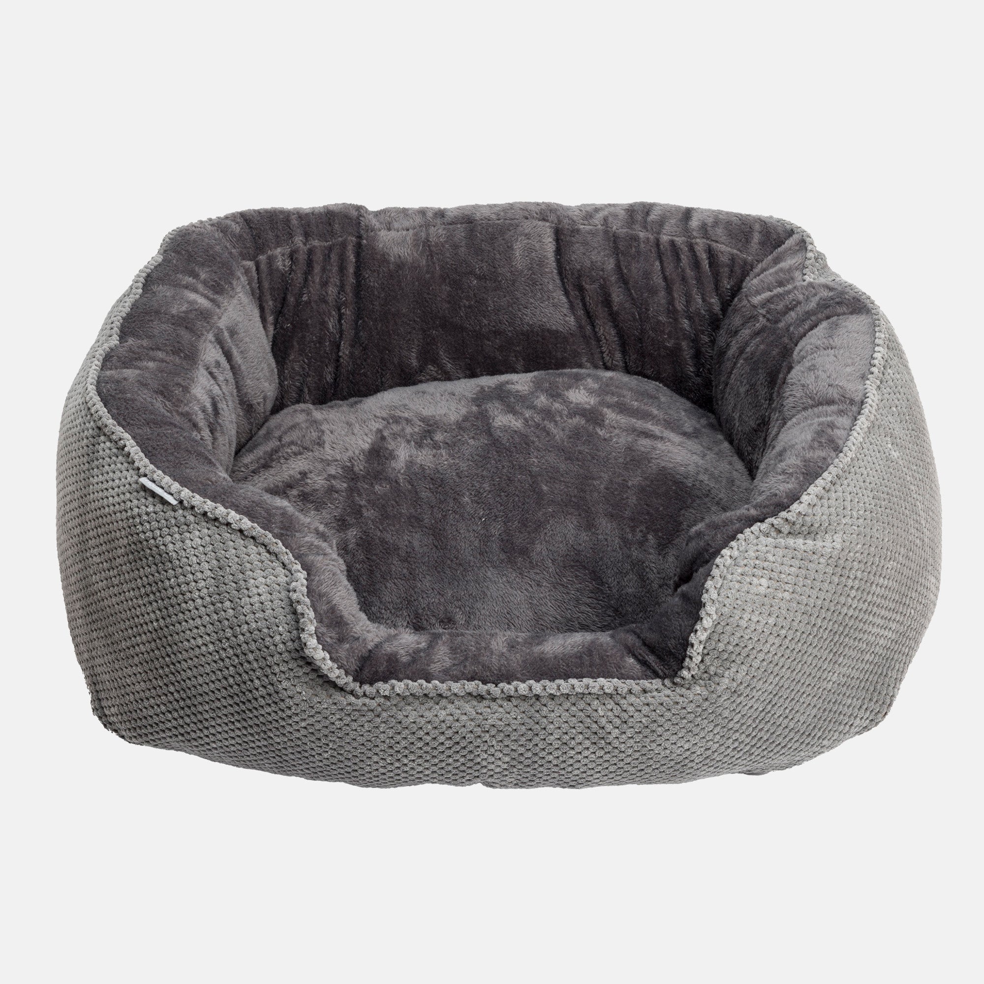 House Of Paws Grey Plush Rectangle Snuggle Dog Bed