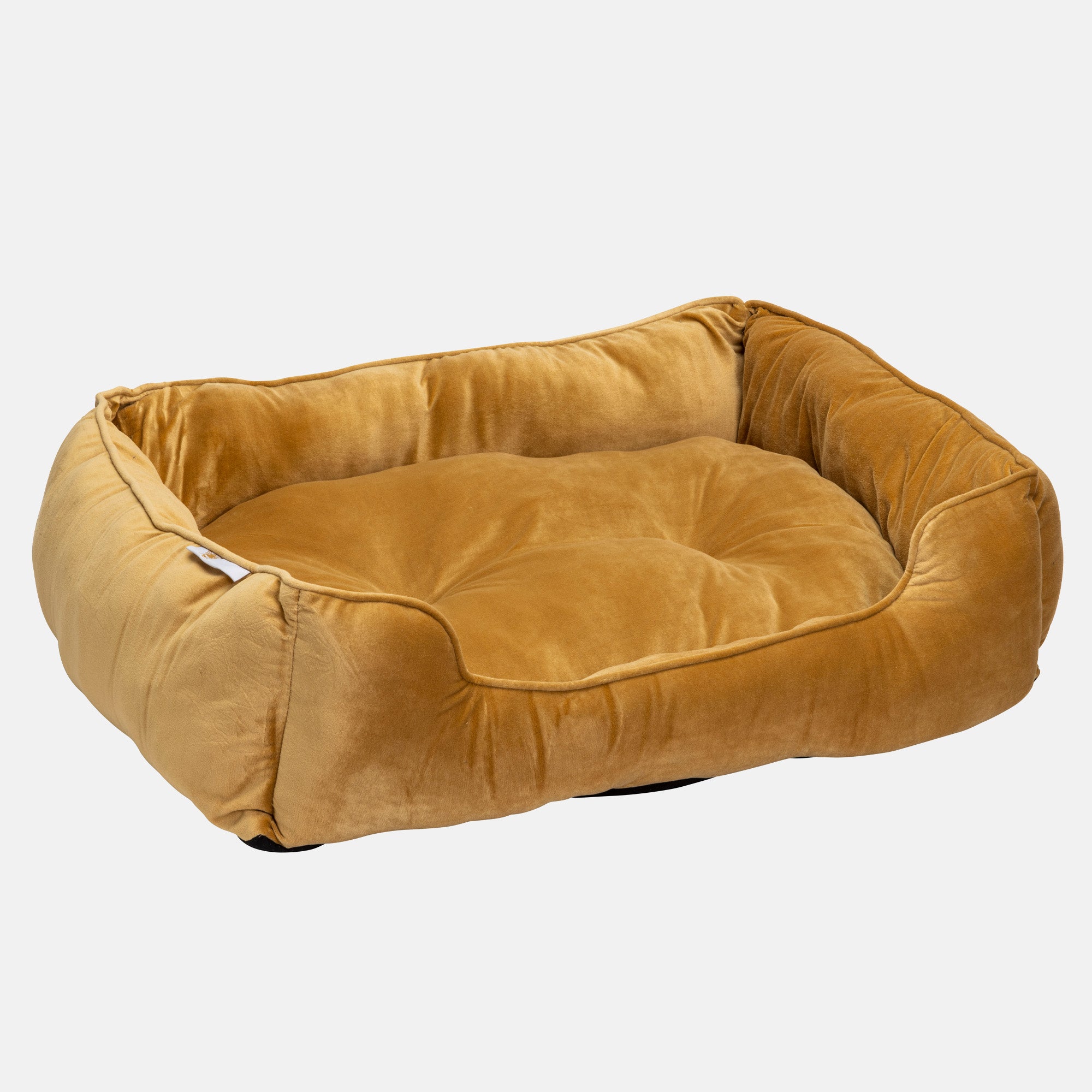 House Of Paws Mustard Velvet Rectangle Dog Bed