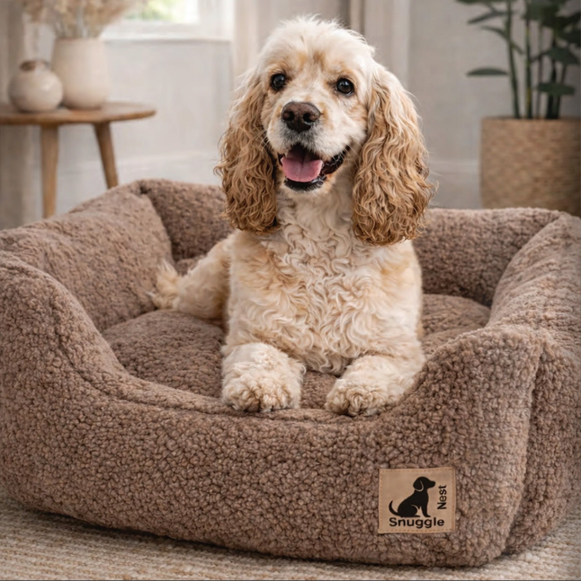 House Of Paws Mocha Borg Fleece Rectangle Comfort Dog Bed