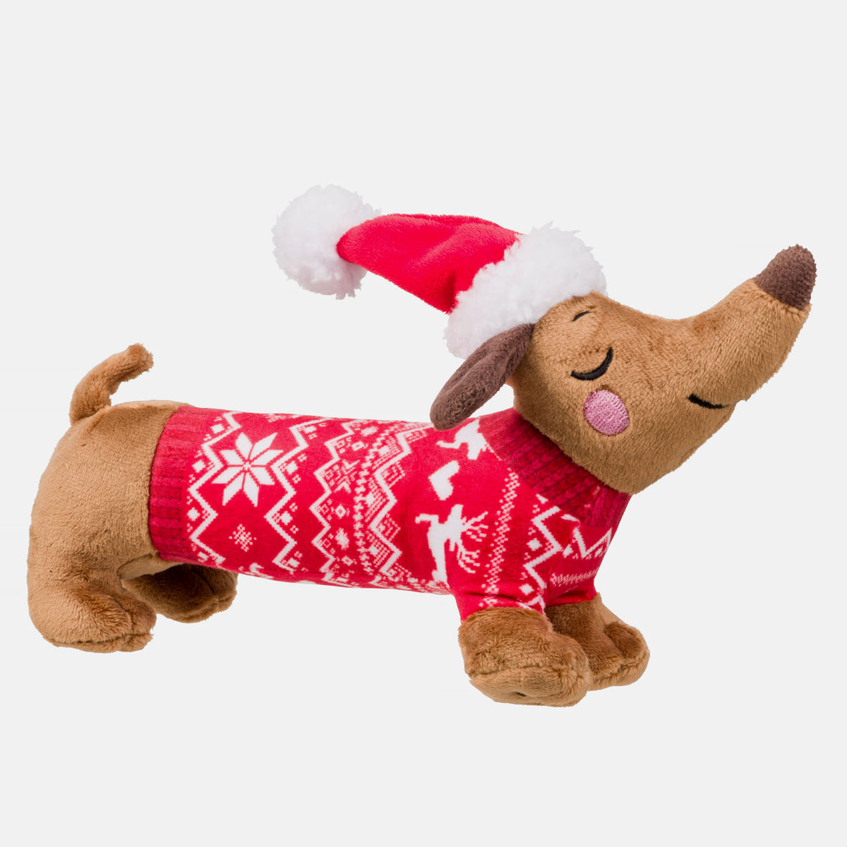 Festive Sausage Dog Plush Dog Toy