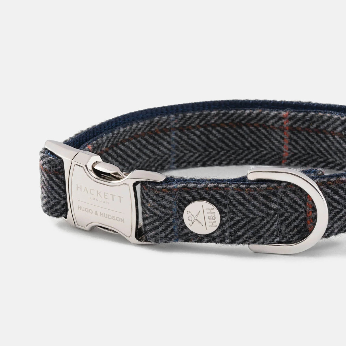 Hackett X Hugo & Hudson Grey Checked Herringbone Tweed Dog Collar