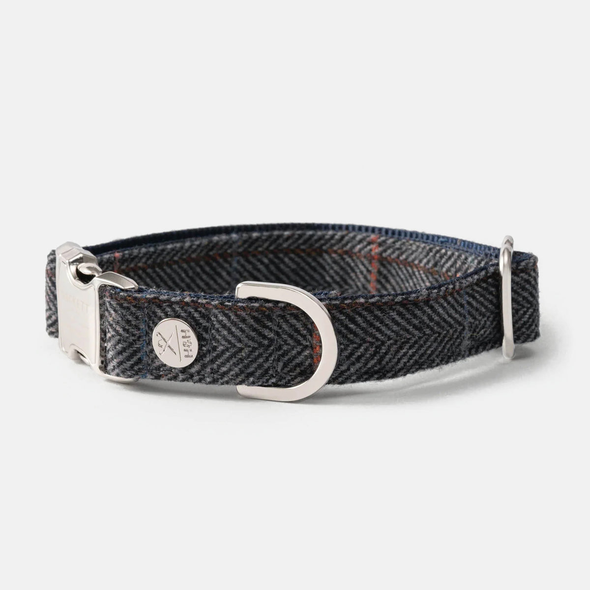 Hackett X Hugo & Hudson Grey Checked Herringbone Tweed Dog Collar