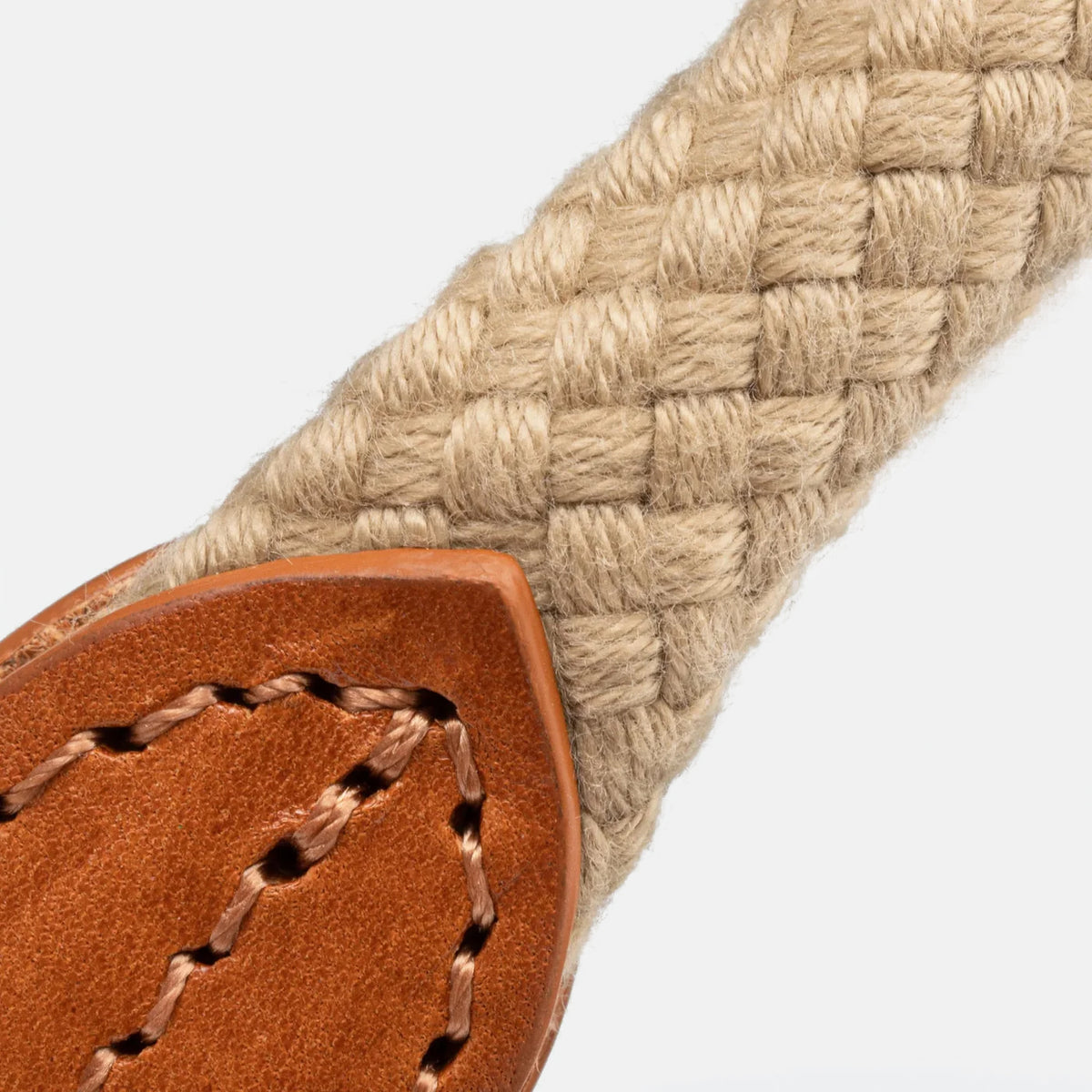 Hackett X Hugo & Hudson Natural Round Rope & Cognac Leather Dog Collar