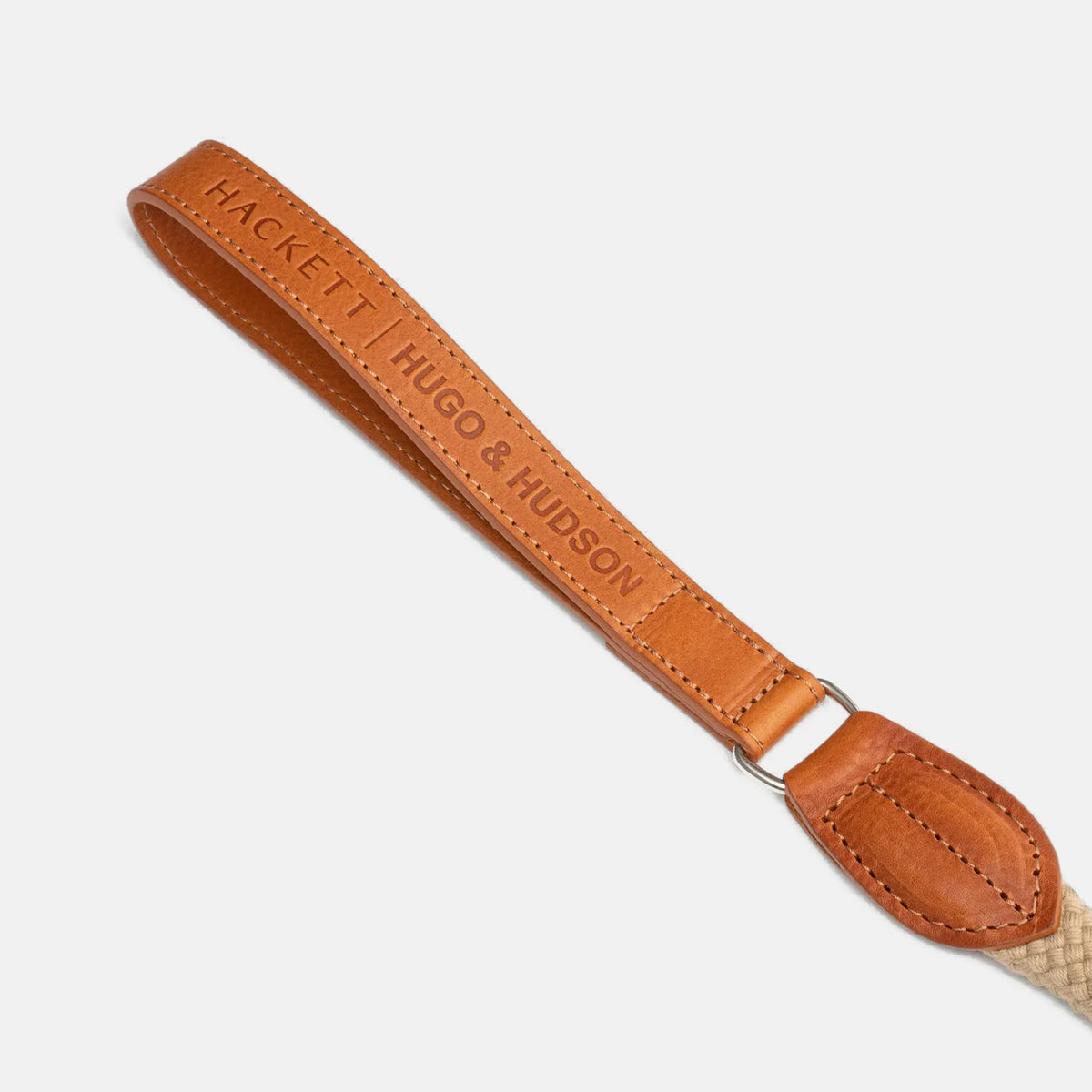 Hackett X Hugo & Hudson Natural Round Rope & Cognac Leather Dog Lead