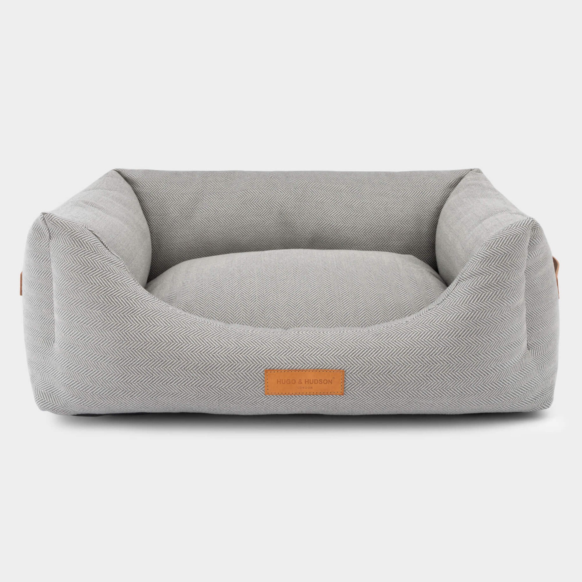 Hugo & Hudson Grey Herringbone Dog Bed