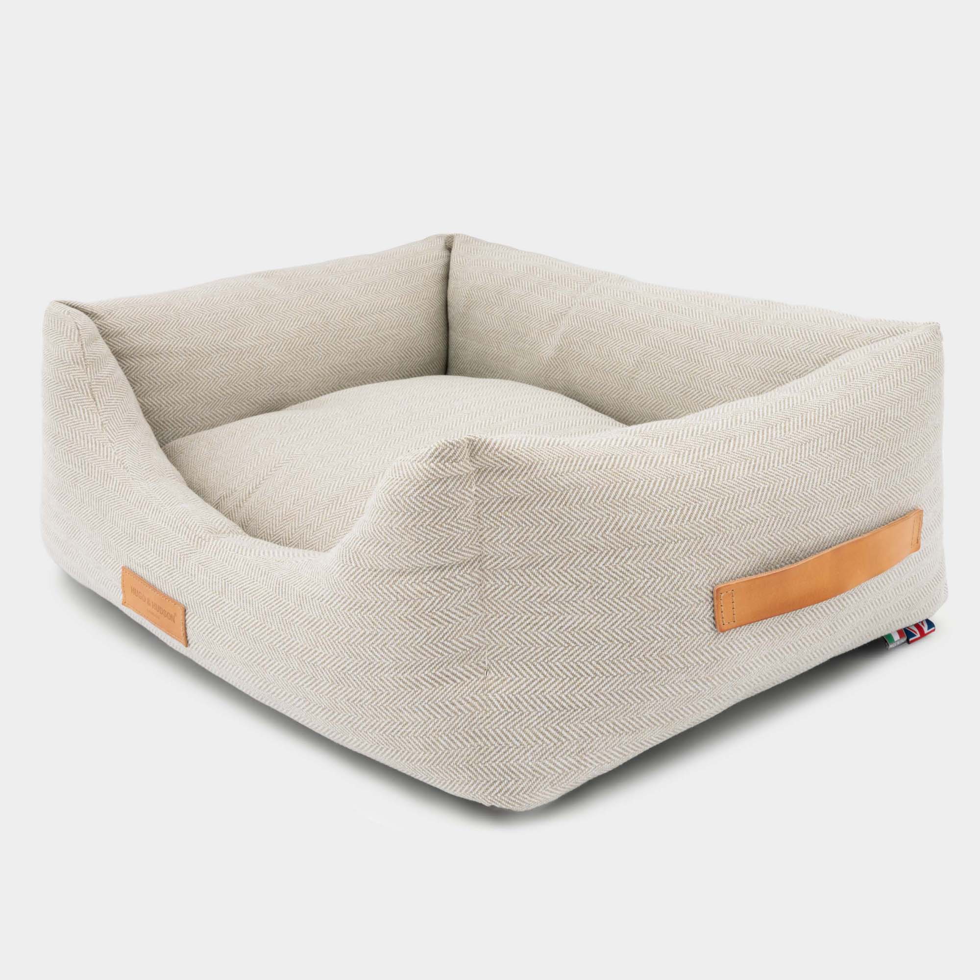Hugo & Hudson Sand Herringbone Dog Bed