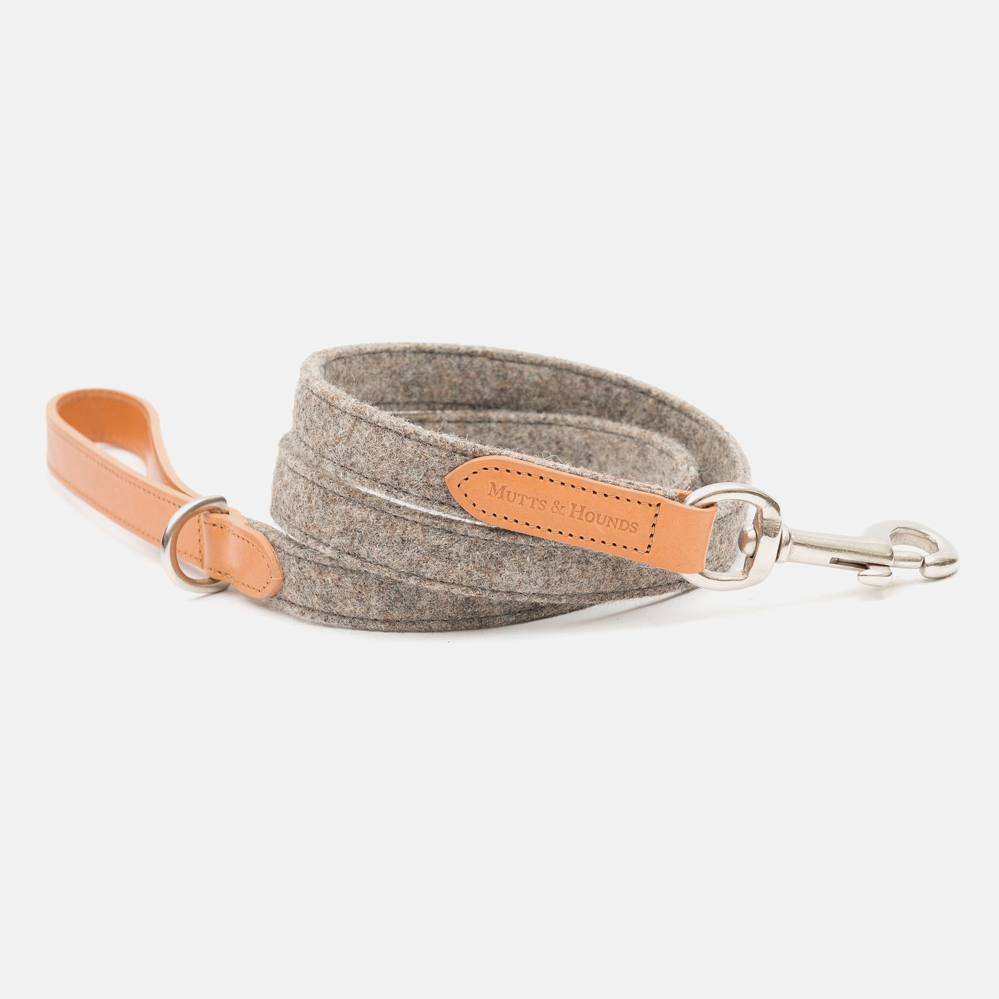 Camello Leather & Grey Tweed Dog Lead