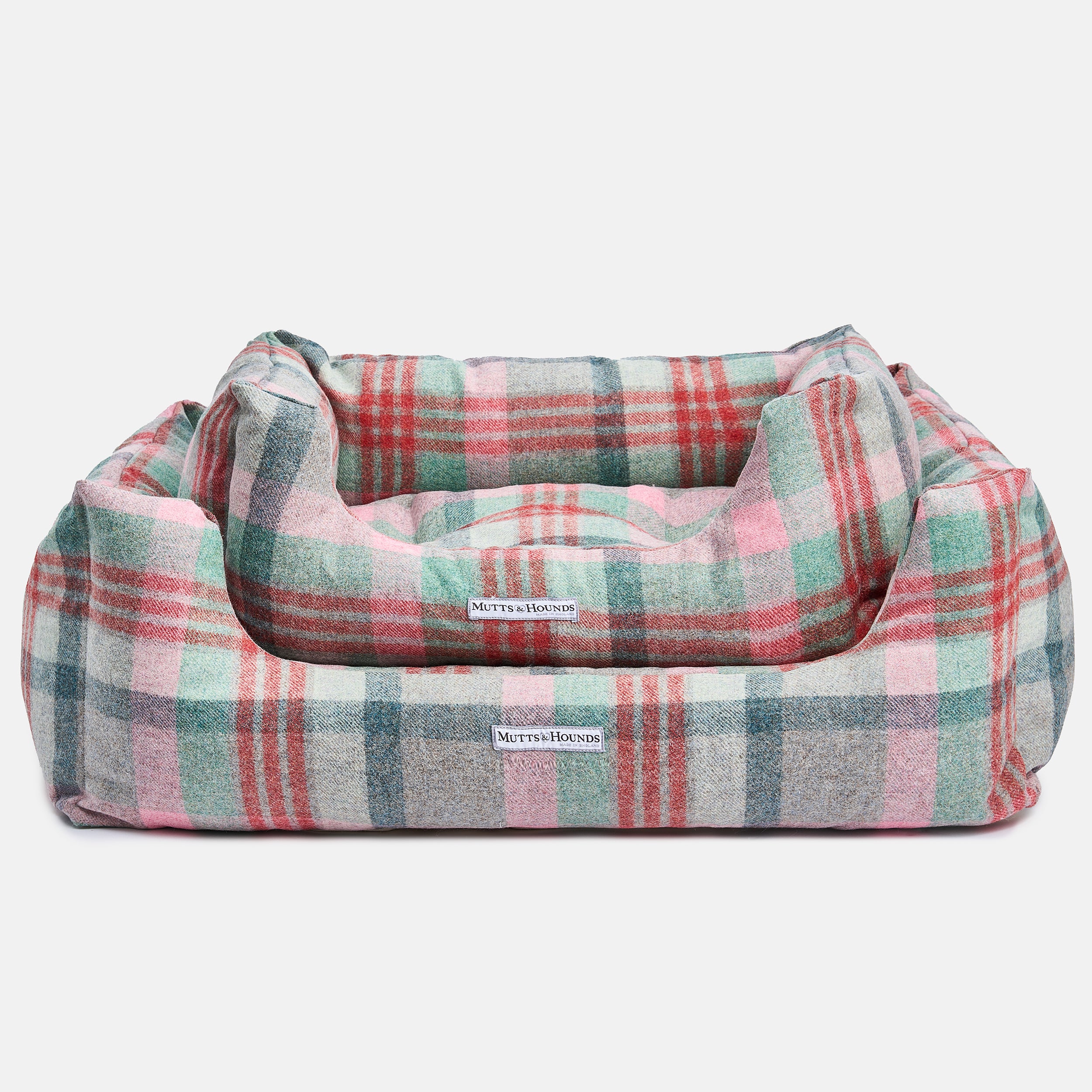 Macaroon Check Tweed Boxy Dog Bed