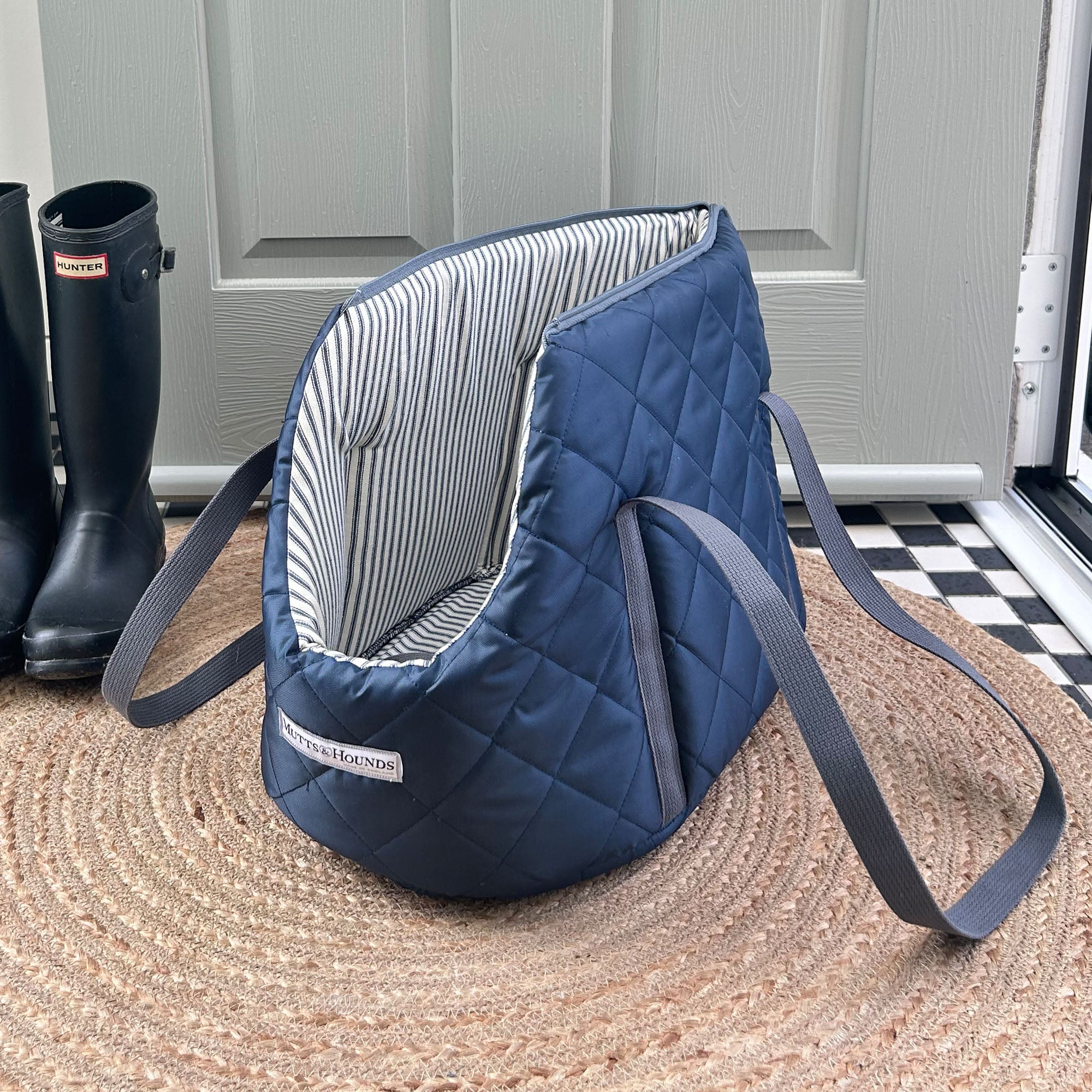 Navy Quilted Dog Carrier