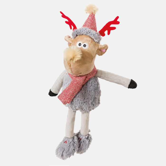 Red Rudolf Reindeer Christmas Plush Dog Toy