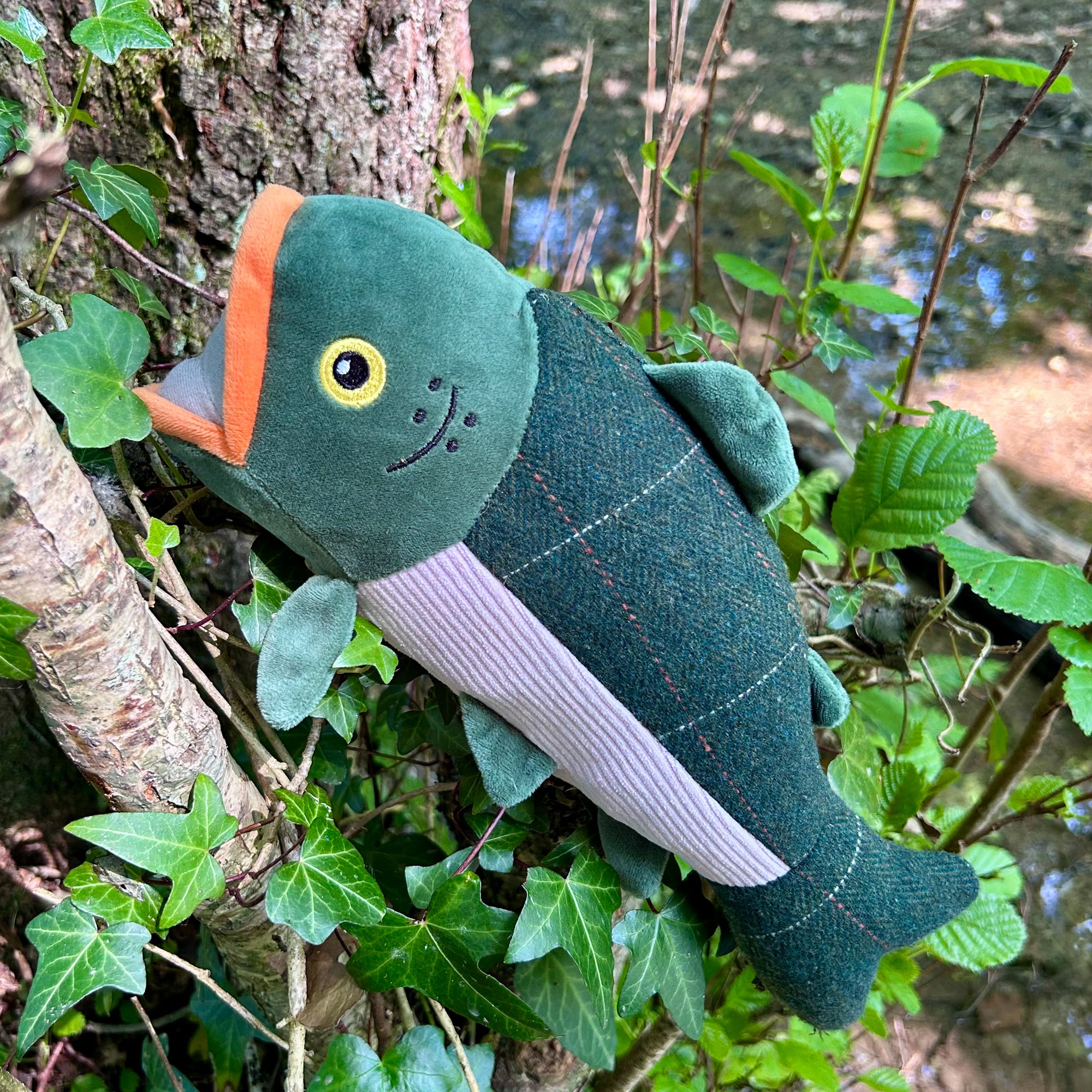 Salmon Tweed Plush Dog Toy