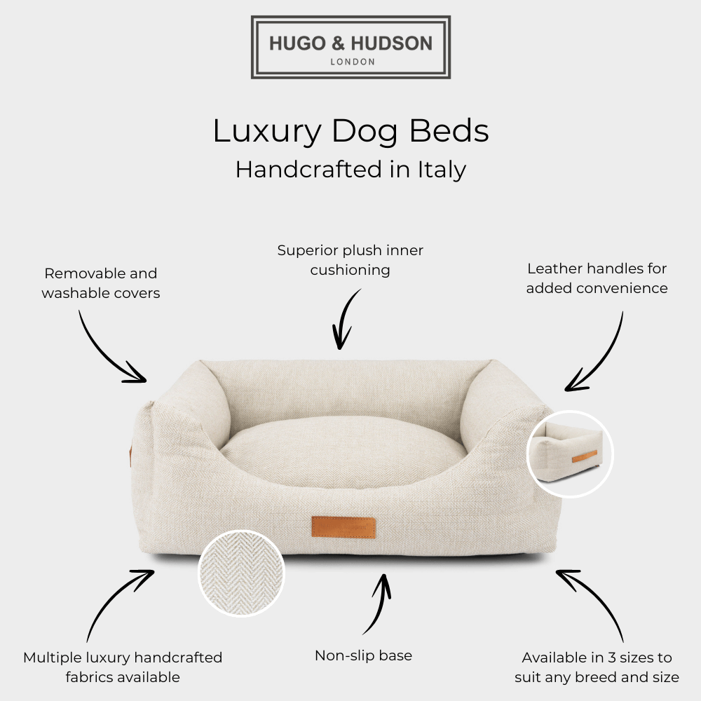 Hugo & Hudson Sand Herringbone Dog Bed
