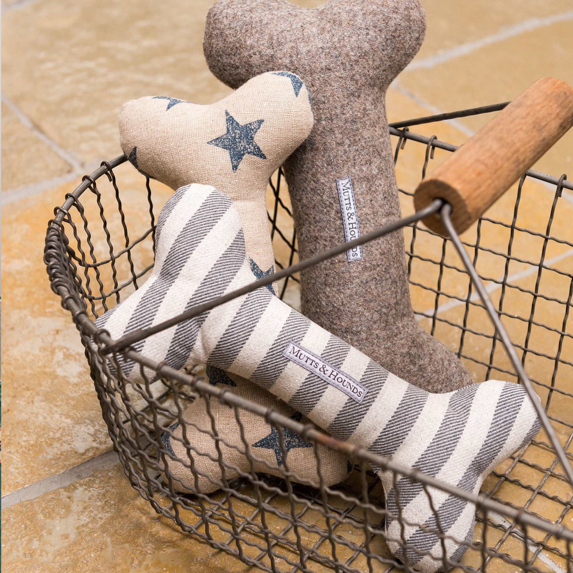 Flint Stripe Squeaky Bone Dog Toy