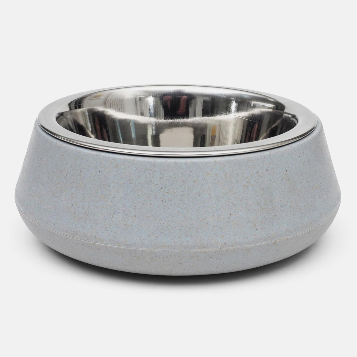 Bamboo & Stainless Steel Dog Bowl - Slate Blue
