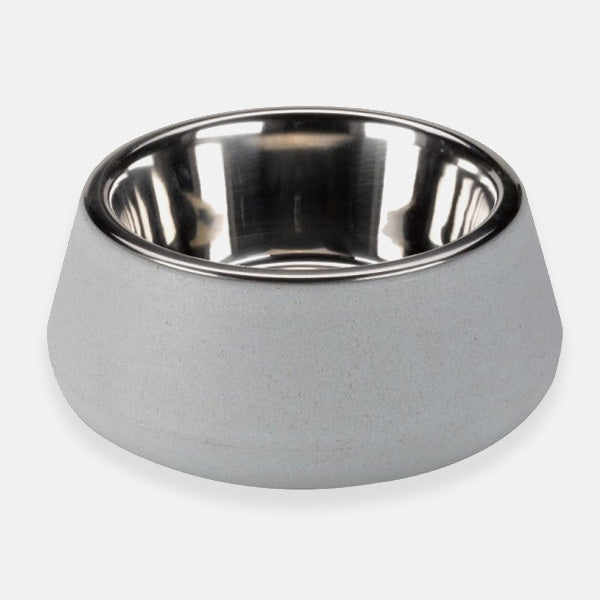 Bamboo & Stainless Steel Dog Bowl - Slate Blue