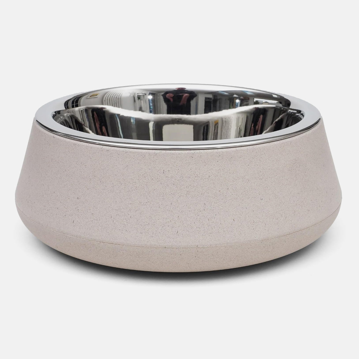 Bamboo & Stainless Steel Dog Bowl - Stone