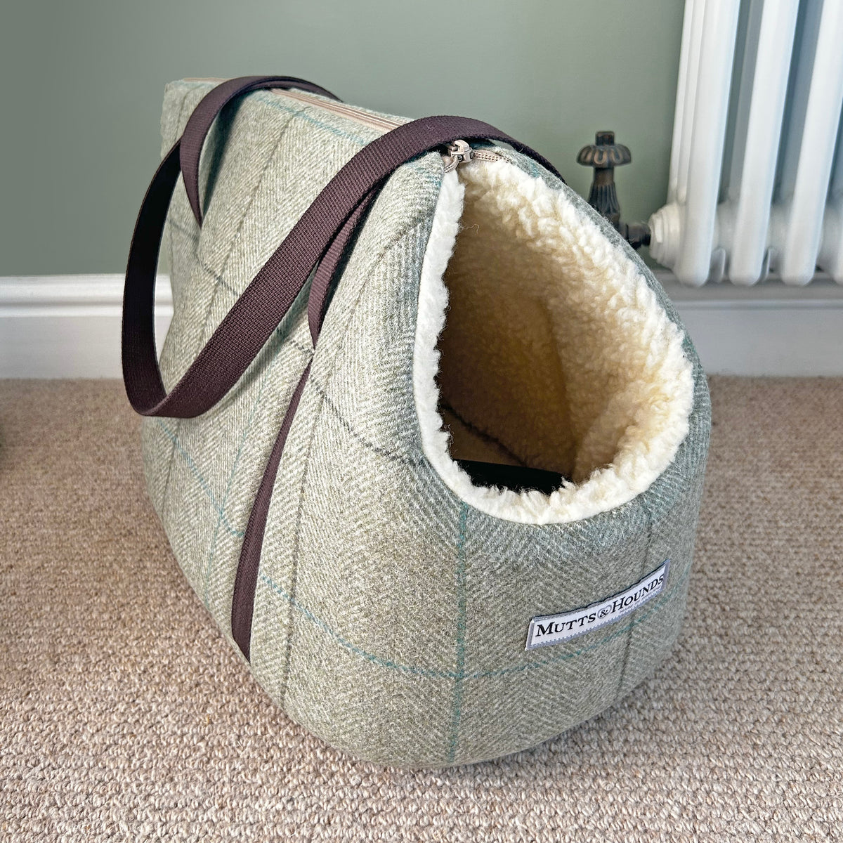 Willow Check Tweed Dog Carrier (Fabric Straps)