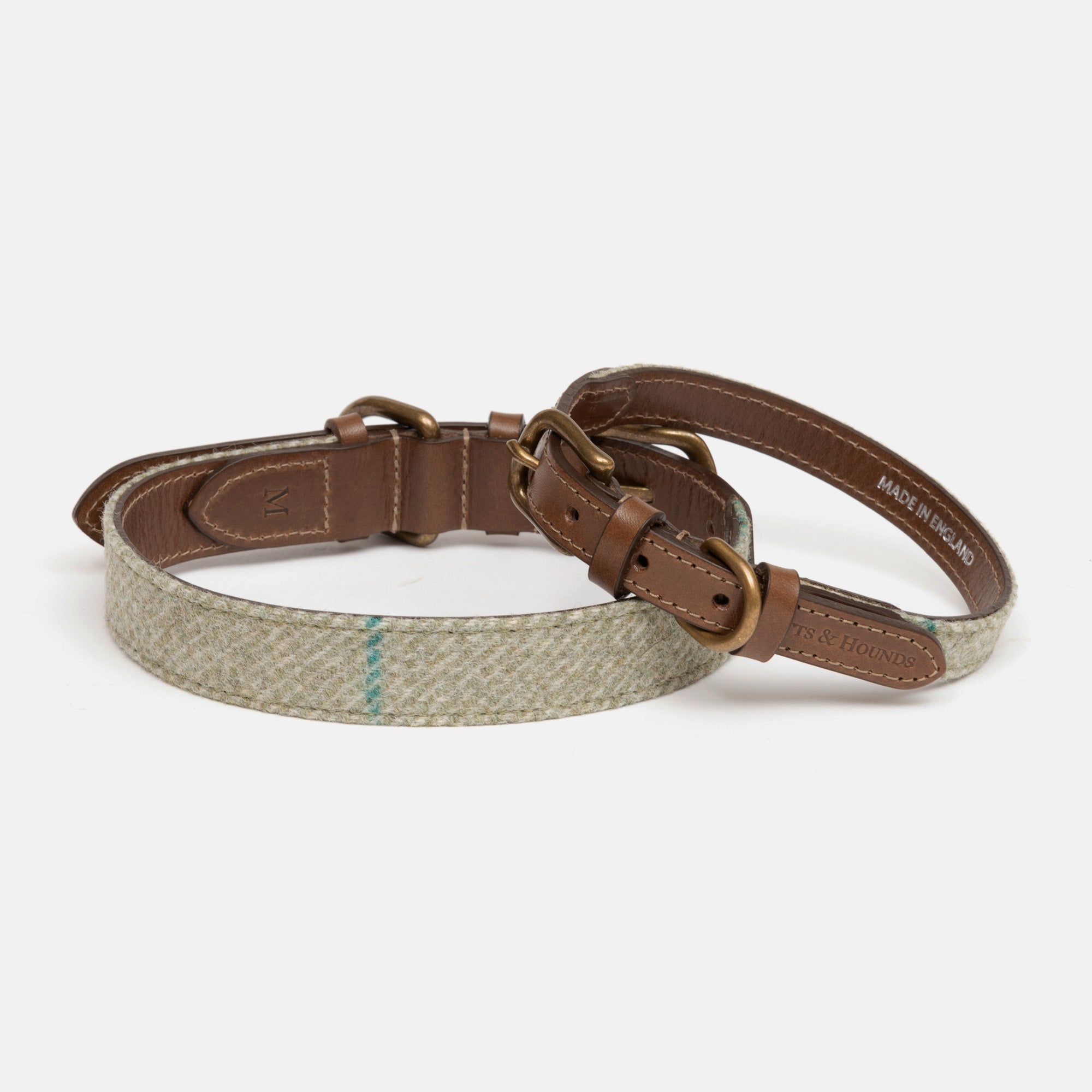 Willow Check Tweed & Leather Dog Collar
