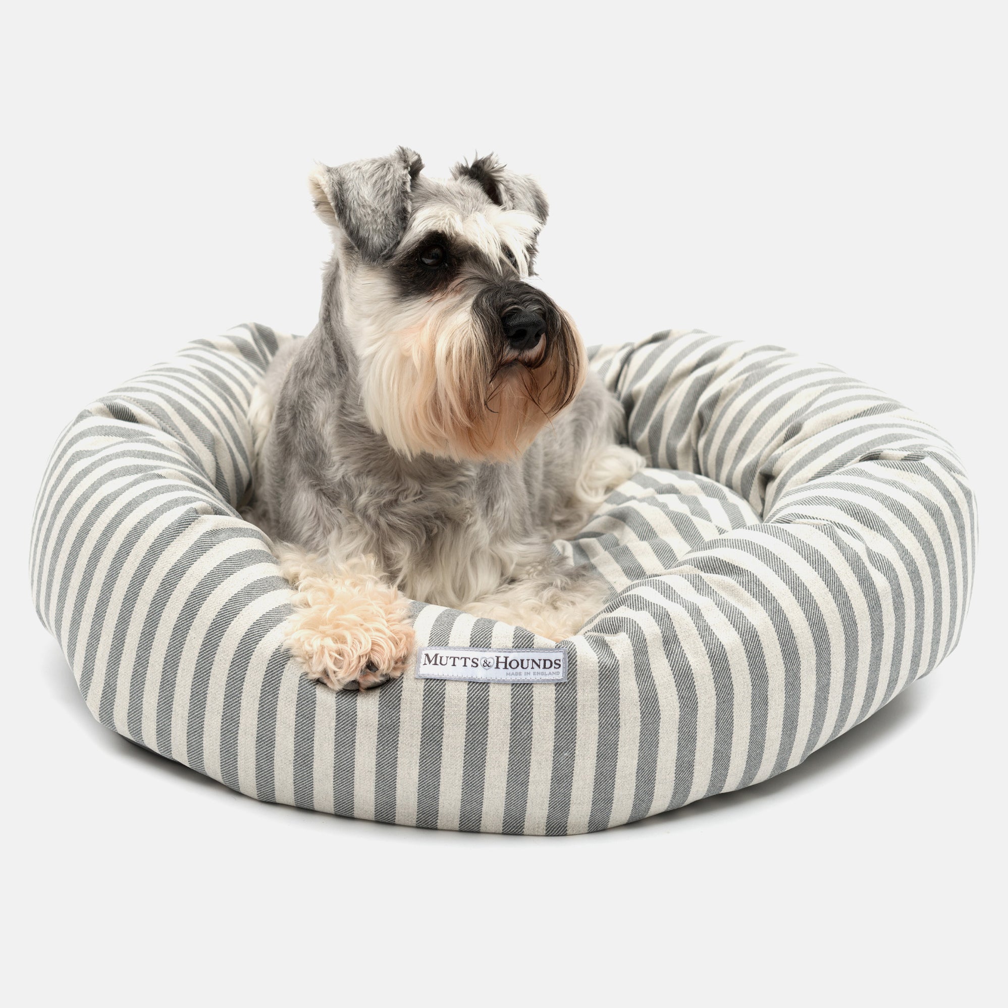 Mutts And Hounds Luxury Flint Stripe Brushed Cotton Donut Dog Bed