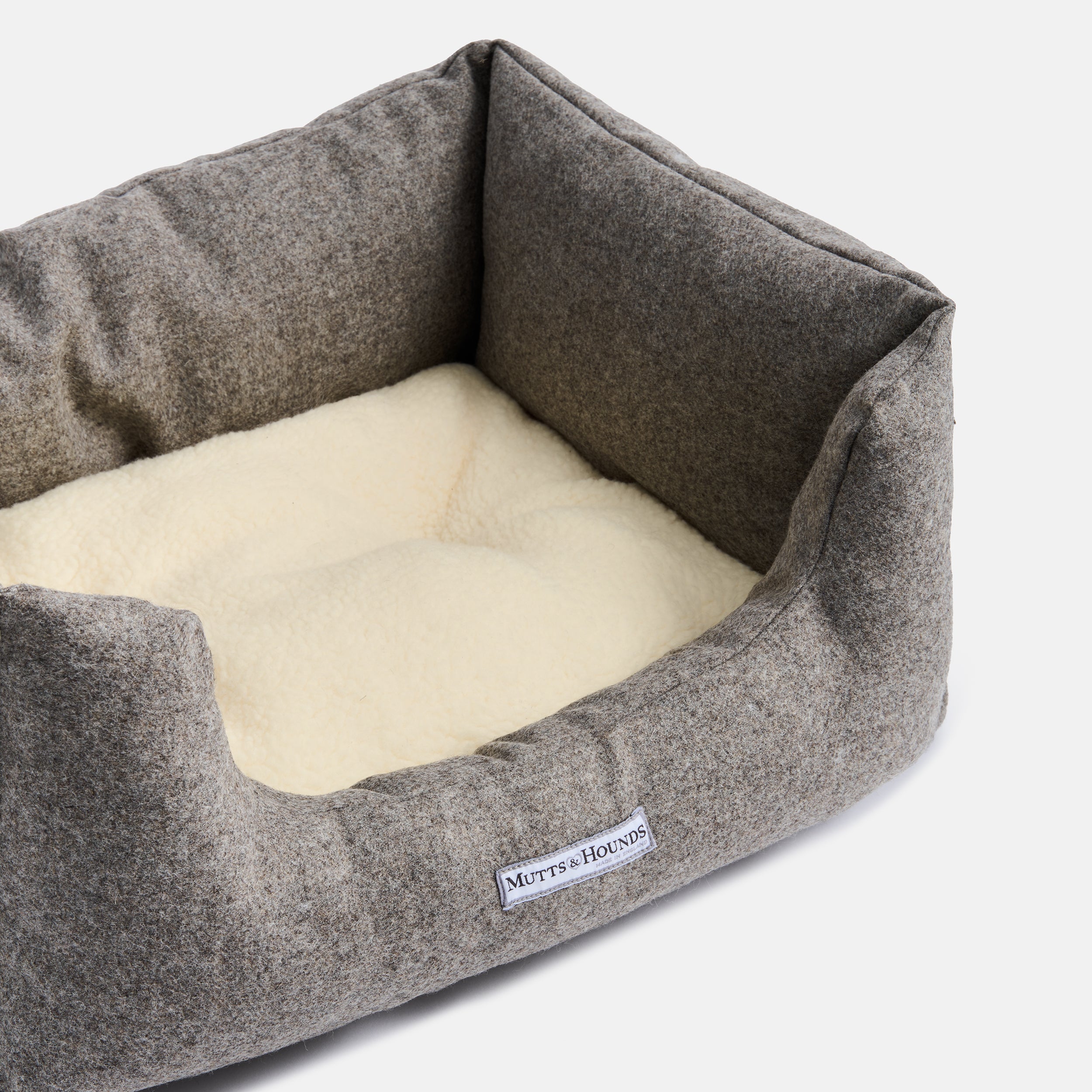 Grey Tweed Boxy Dog Bed