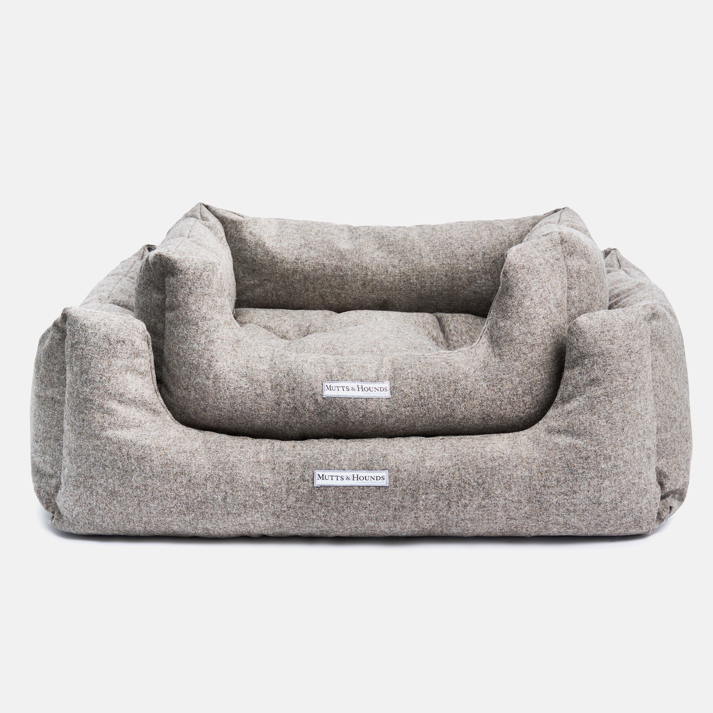 Grey Tweed Boxy Dog Bed