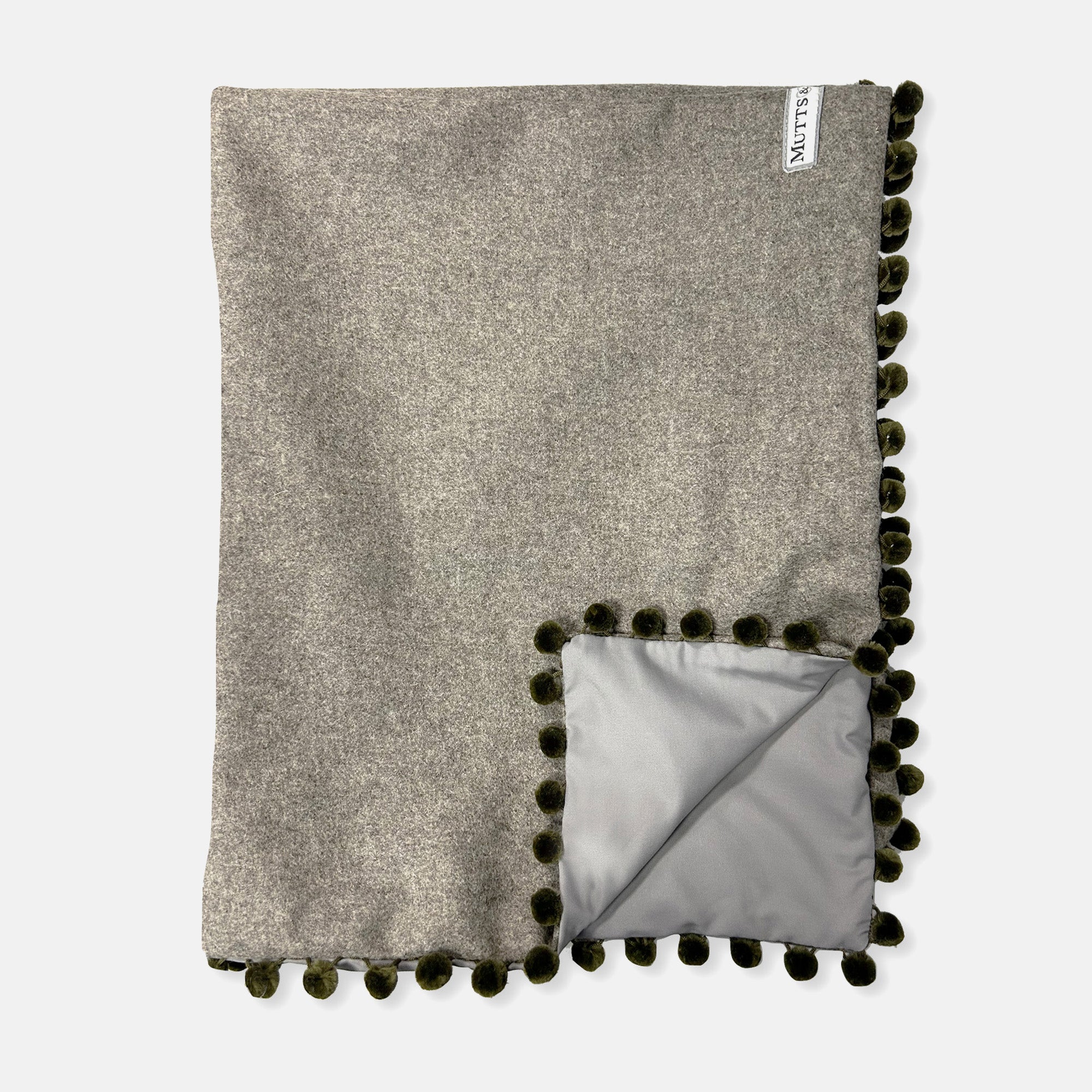 Grey Tweed With Pom Poms Pillow Dog Bed - Spare Cover