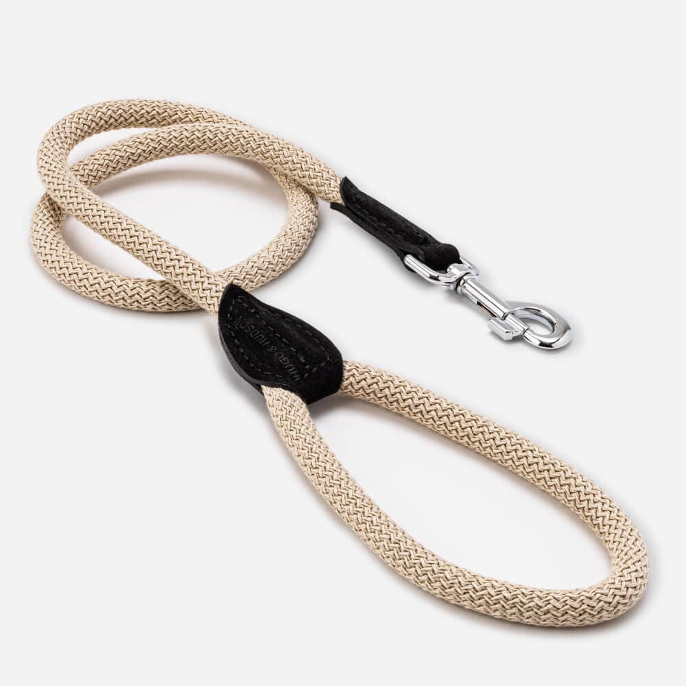 Hugo & Hudson Rope & Black Suede Leather Dog Lead