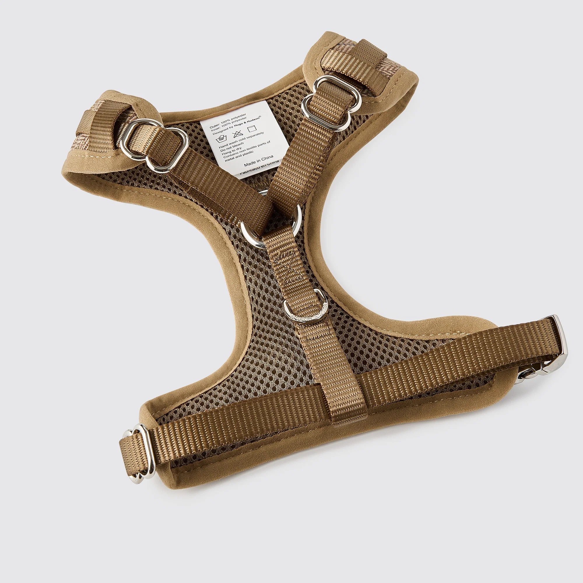 Hugo & Hudson Caramel Checked Luxury Tweed Dog Harness