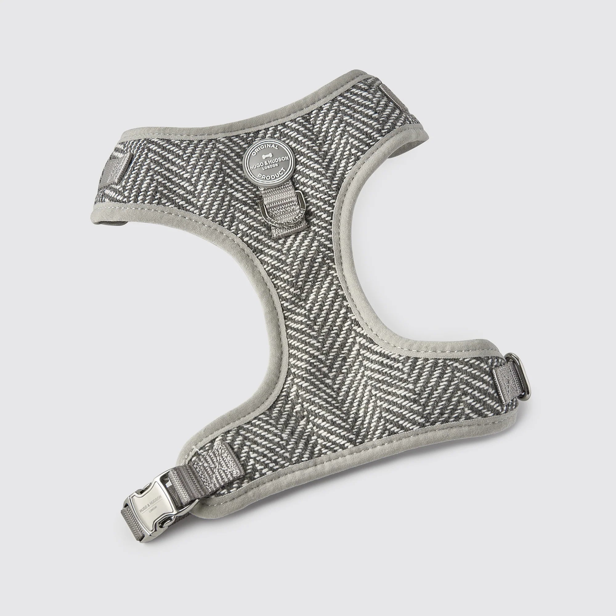 Hugo & Hudson Grey Herringbone Luxury Tweed Dog Harness