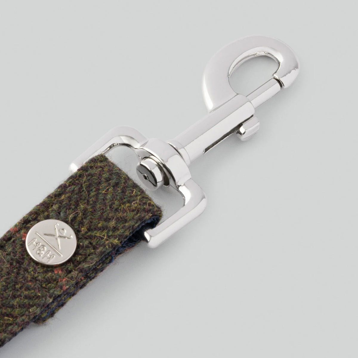 Hugo & Hudson X Hackett Dark Green Checked Herringbone Tweed Dog Lead