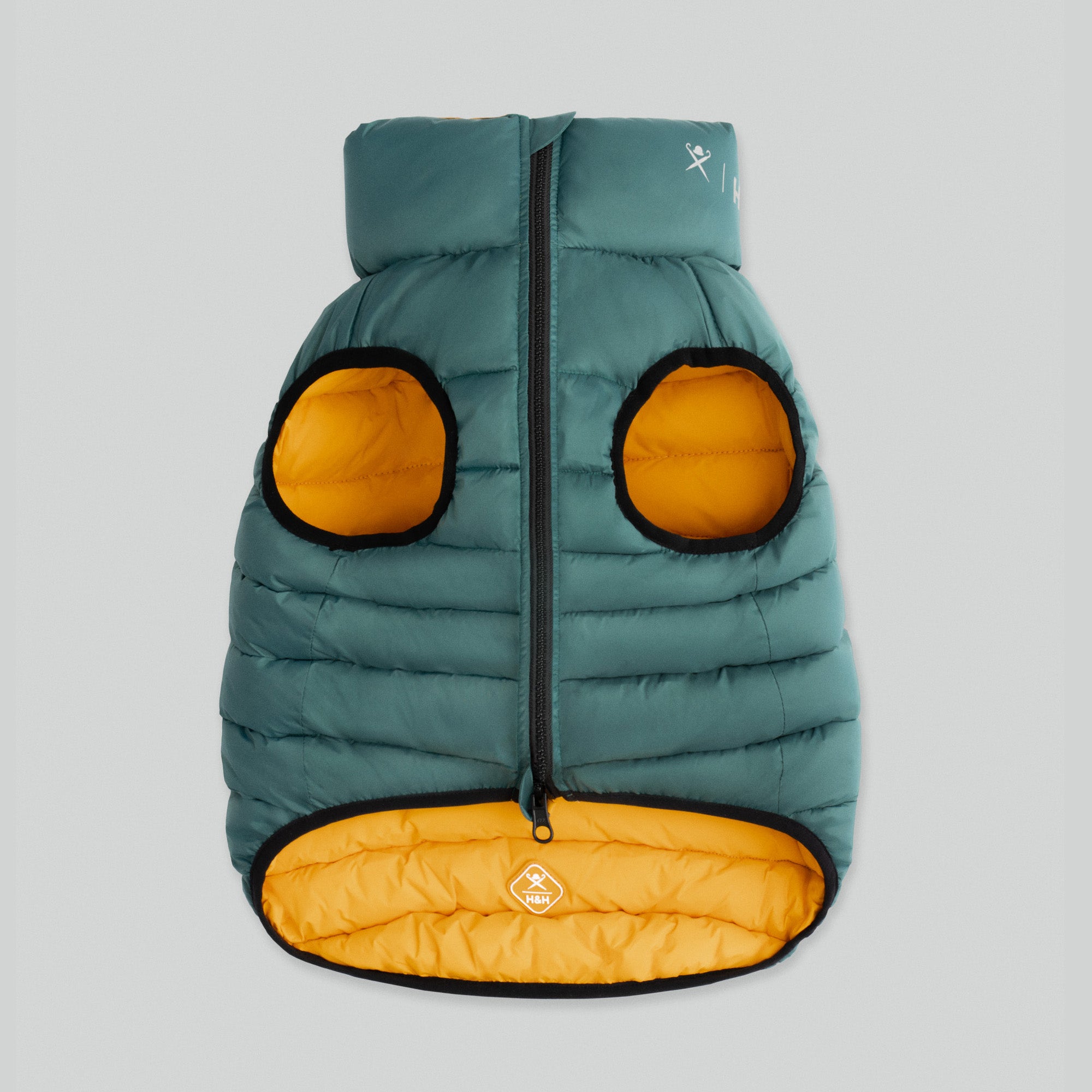 Hugo & Hudson X Hackett Reversible Dog Puffer Jacket - Forest Green & Gold