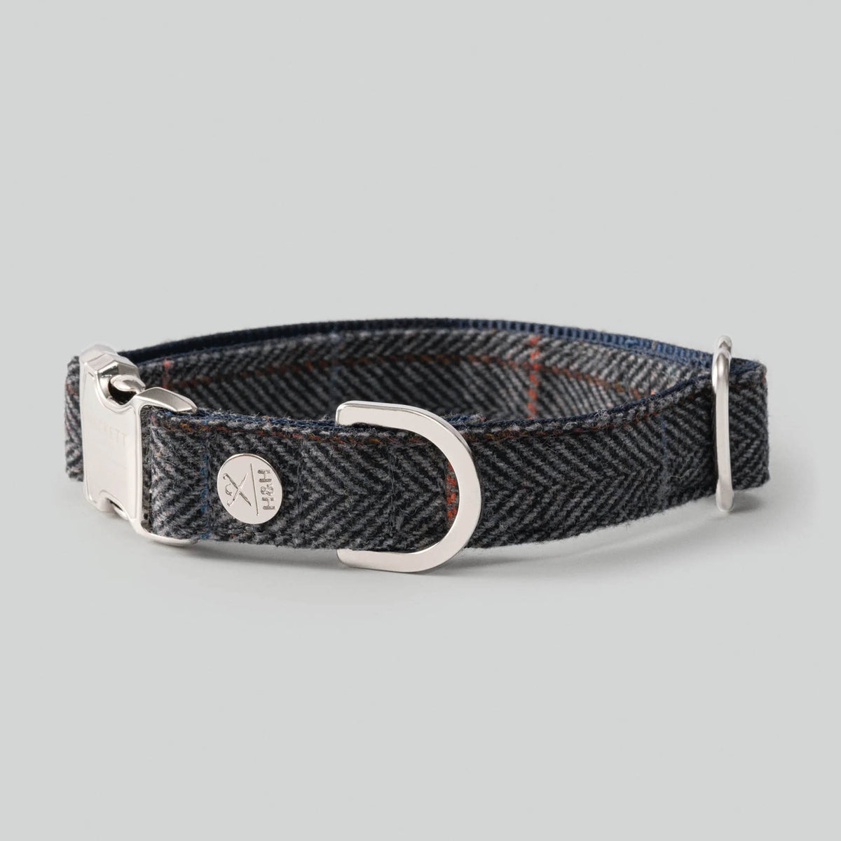 Hugo & Hudson X Hackett Grey Checked Herringbone Tweed Dog Collar
