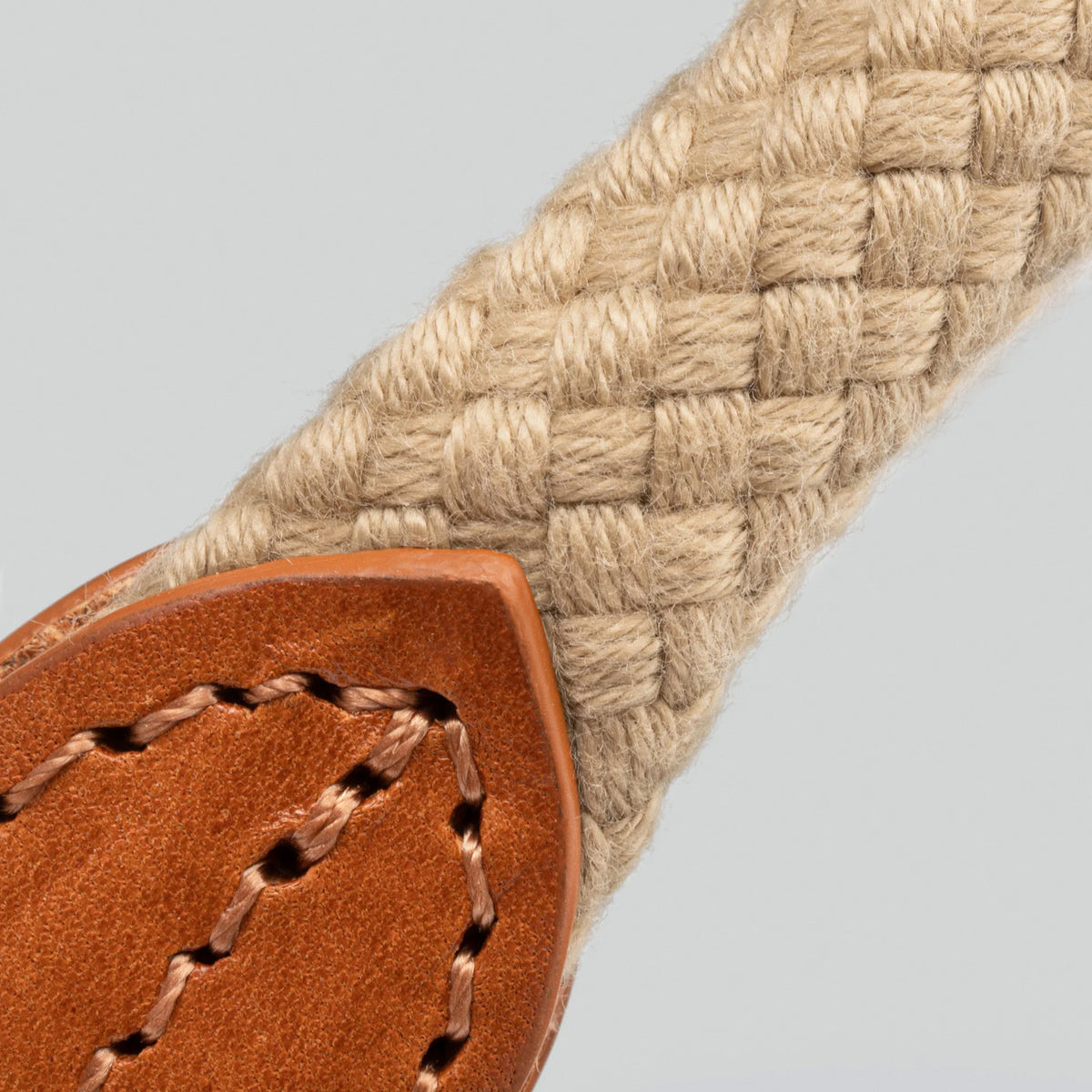 Hugo & Hudson X Hackett Natural Round Rope & Cognac Leather Dog Collar