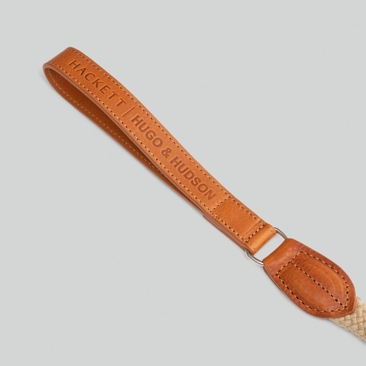 Hugo & Hudson X Hackett Natural Round Rope & Cognac Leather Dog Lead