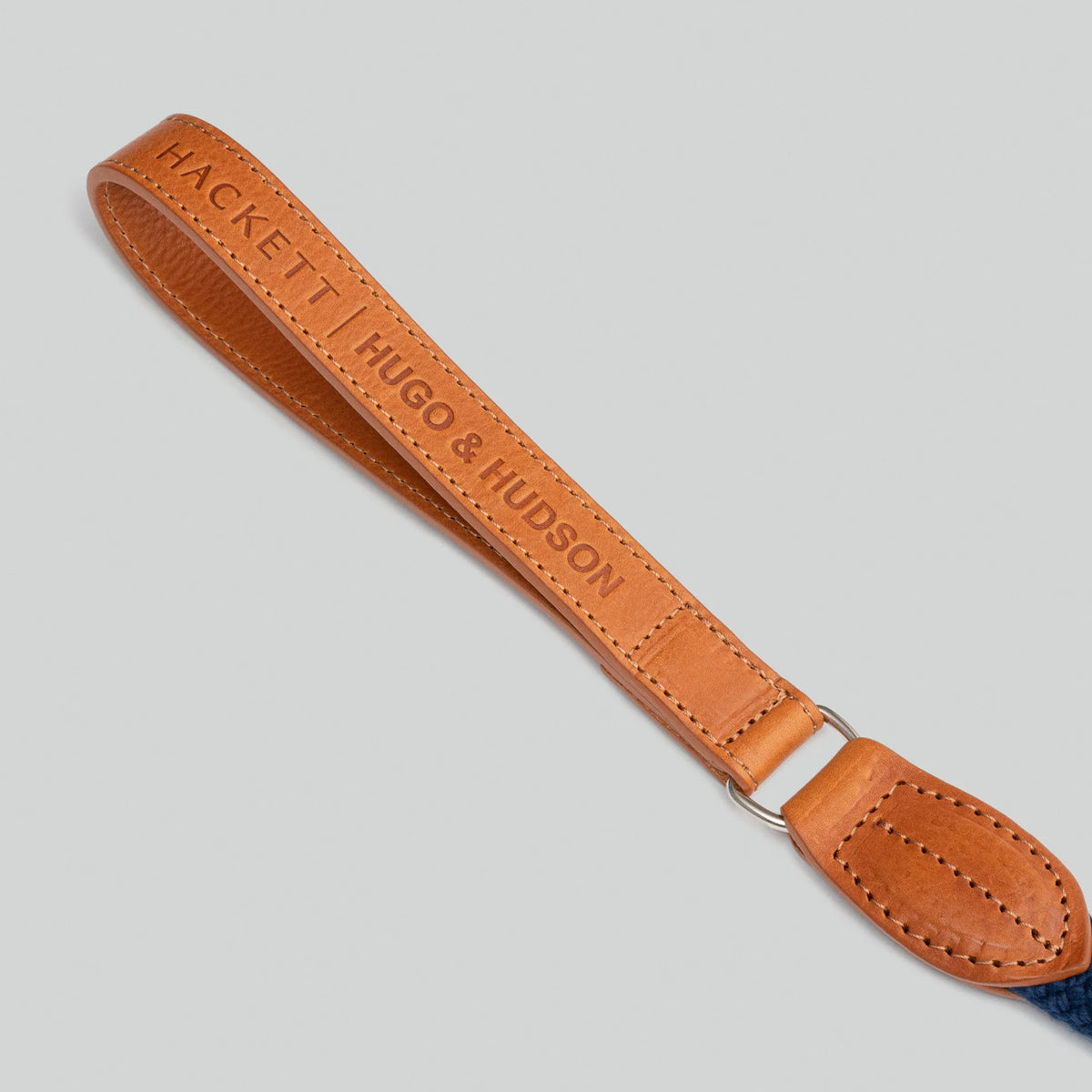 Hugo & Hudson X Hackett Navy Round Rope & Cognac Leather Dog Lead