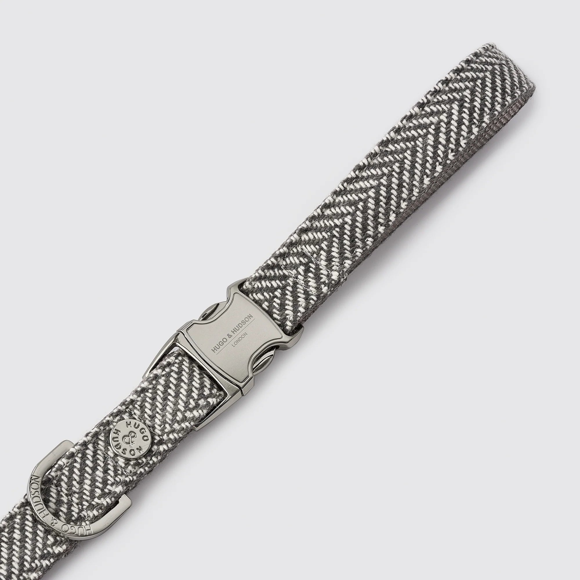 Hugo & Hudson Grey Herringbone Luxury Tweed Dog Lead