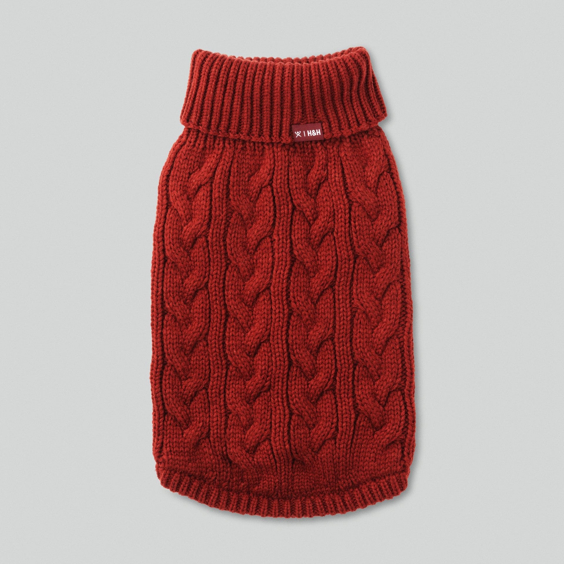Hugo & Hudson X Hackett Cable Knit Pullover Dog Jumper - Brick
